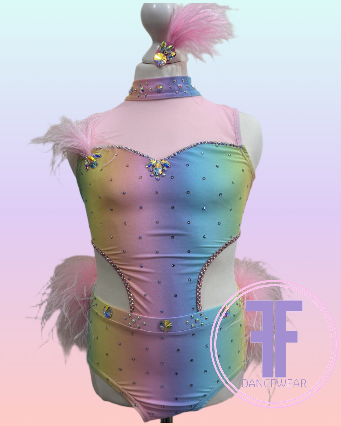 BESPOKE Pastel Rainbow Stoned Modern / Tap Dance Costume (11/12 yrs)