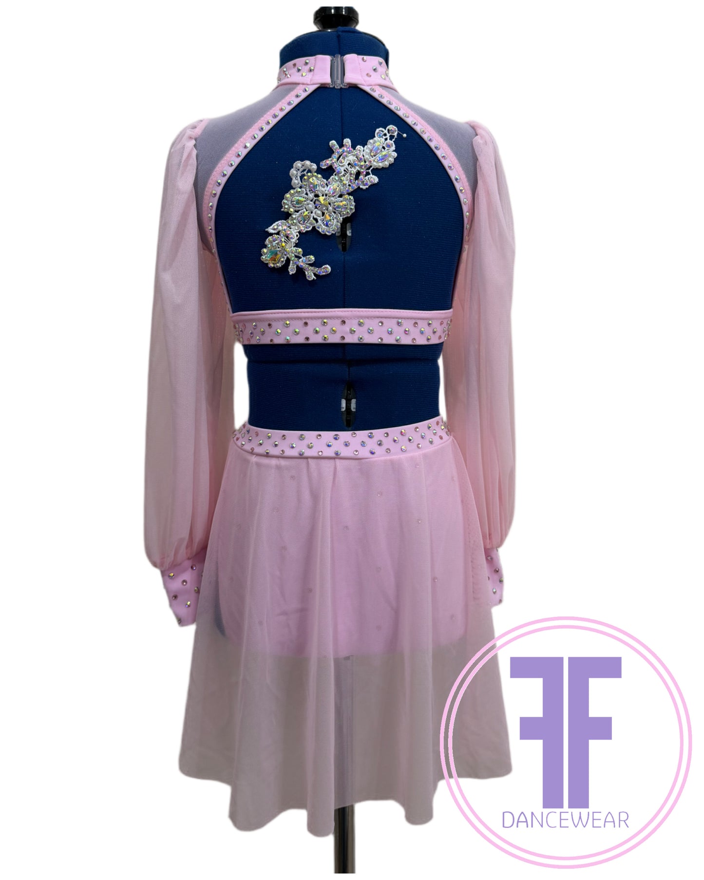 Bespoke Baby Pink Stoned Lyrical / Contemporary Dance Costume (7/8 yrs)