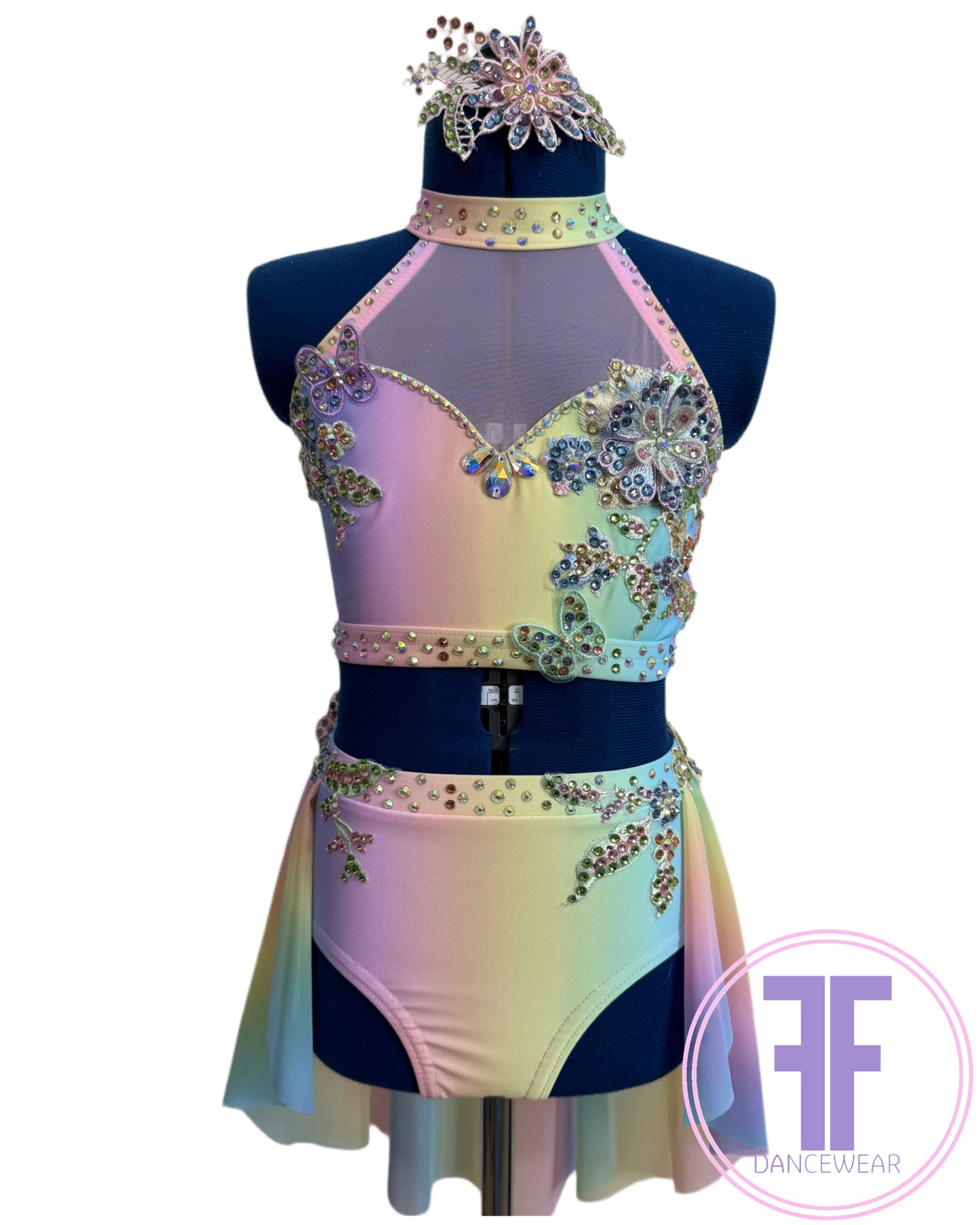 ELENA Pastel Rainbow Stoned Dance Costume Lyrical / Contemporary Dance Costume (7/8 yrs)