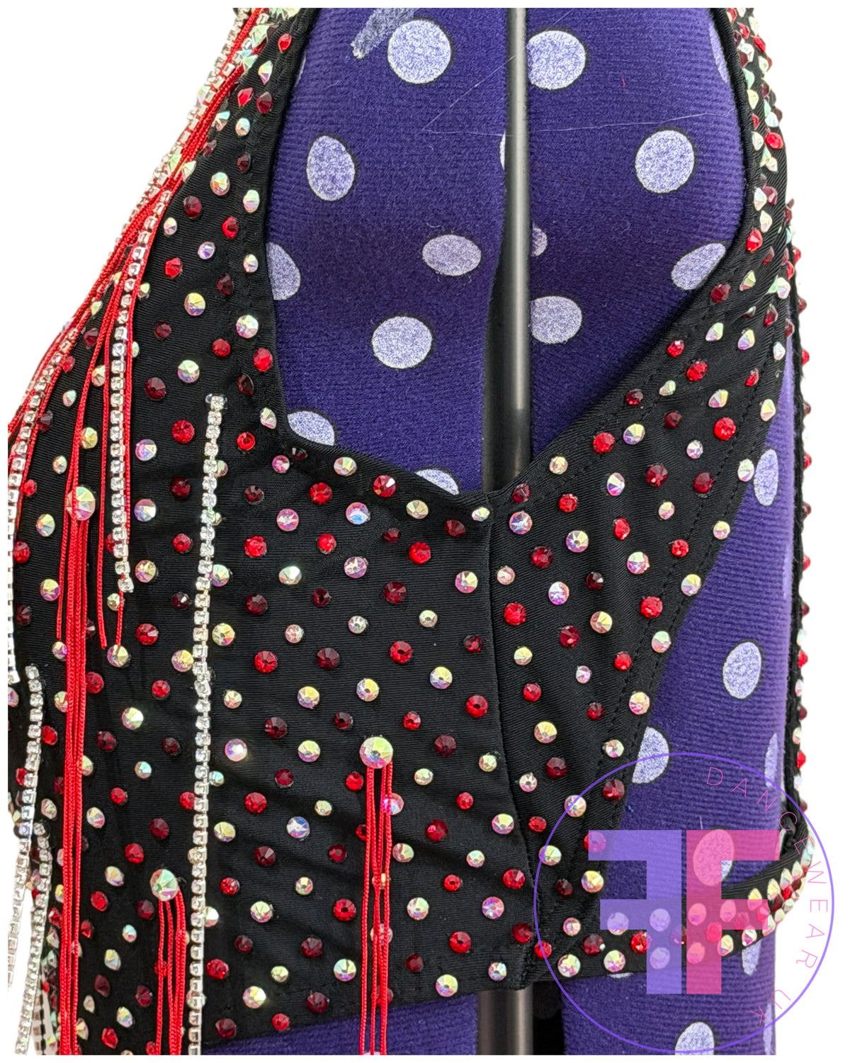 BESPOKE Black & Red Stoned Modern / Jazz / Tap Dance Costume (AS)