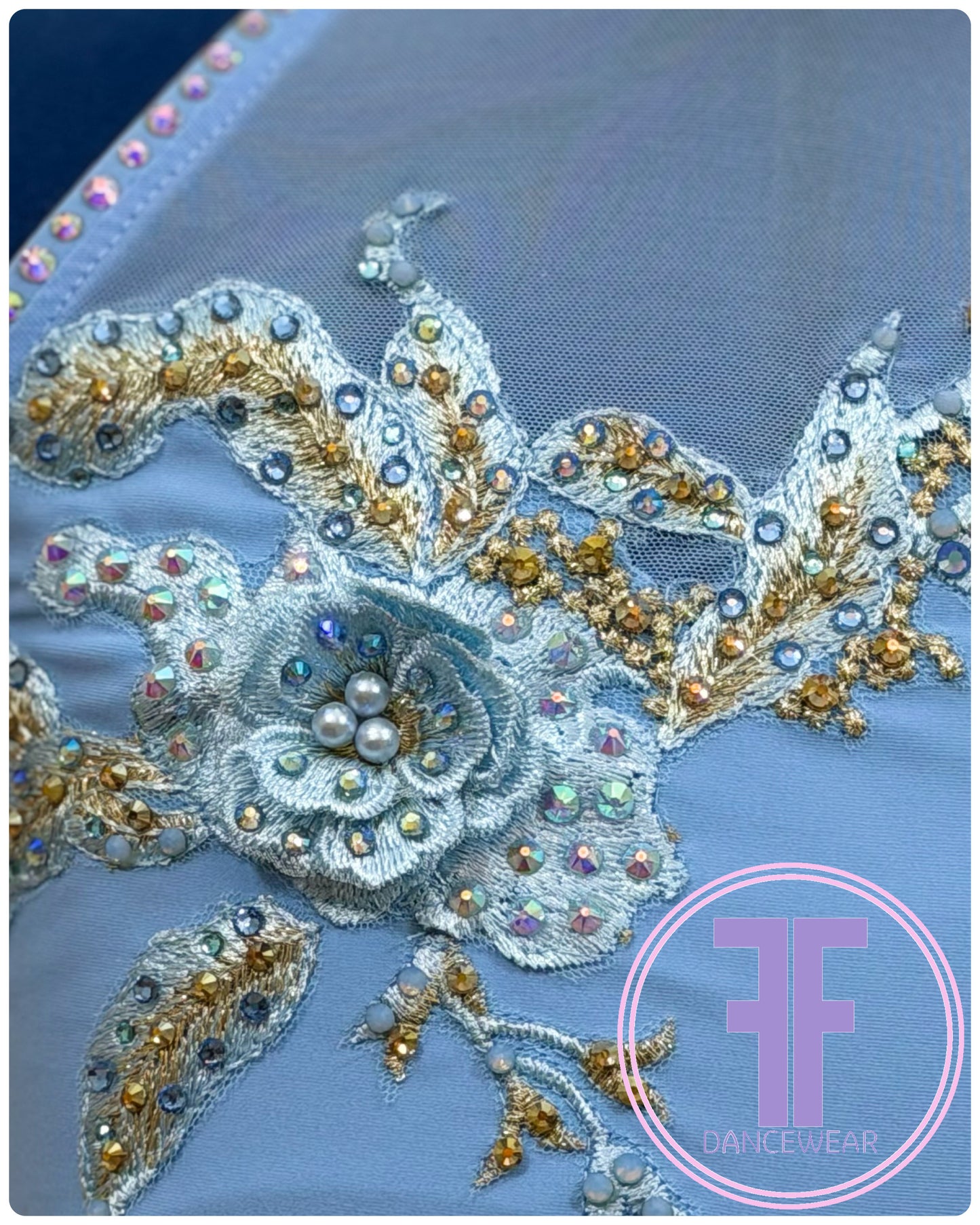 Bespoke Sky Blue Stoned Lyrical / Contemporary Dance Costume (9/10 yrs)