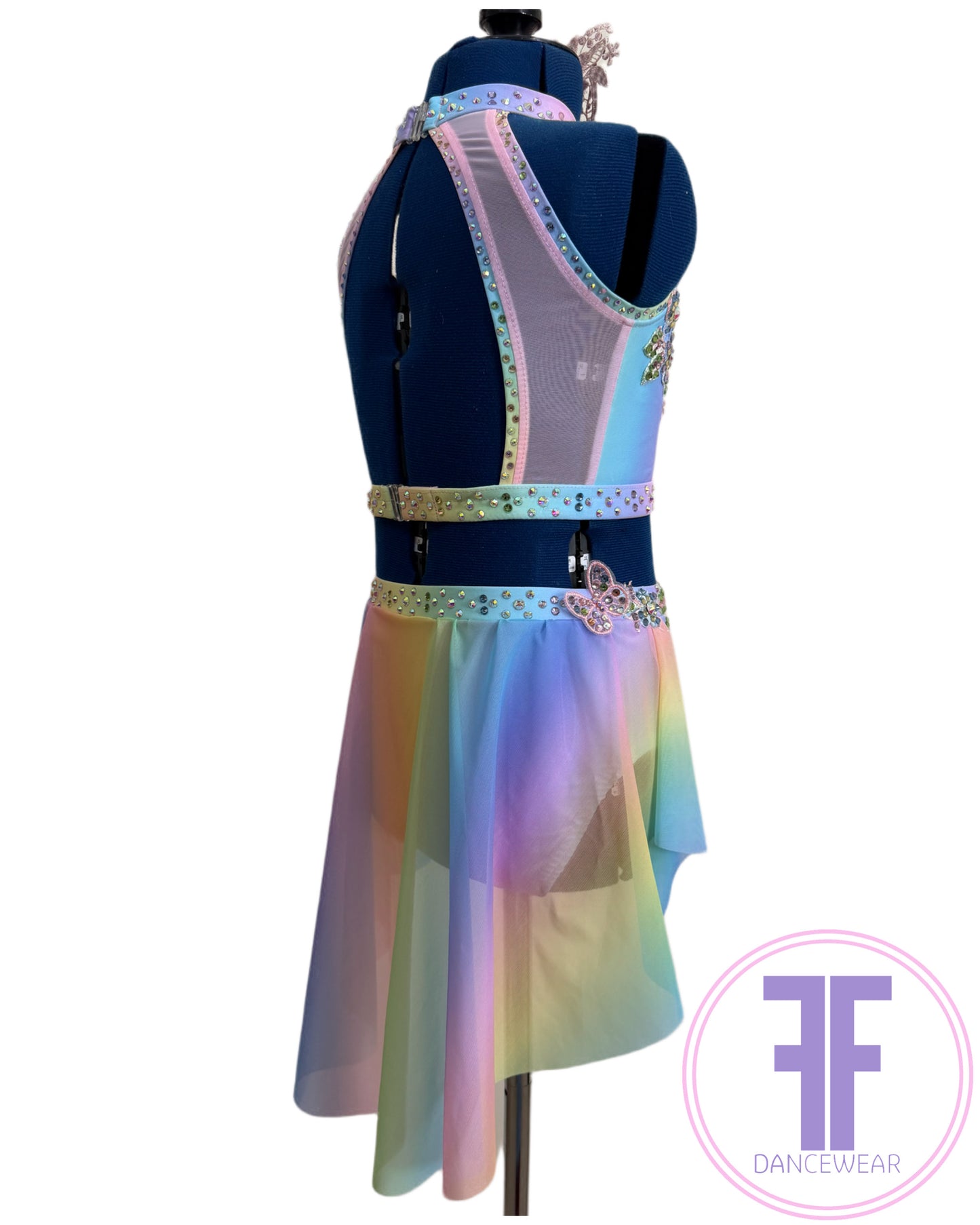 ELENA Pastel Rainbow Stoned Dance Costume Lyrical / Contemporary Dance Costume (7/8 yrs)