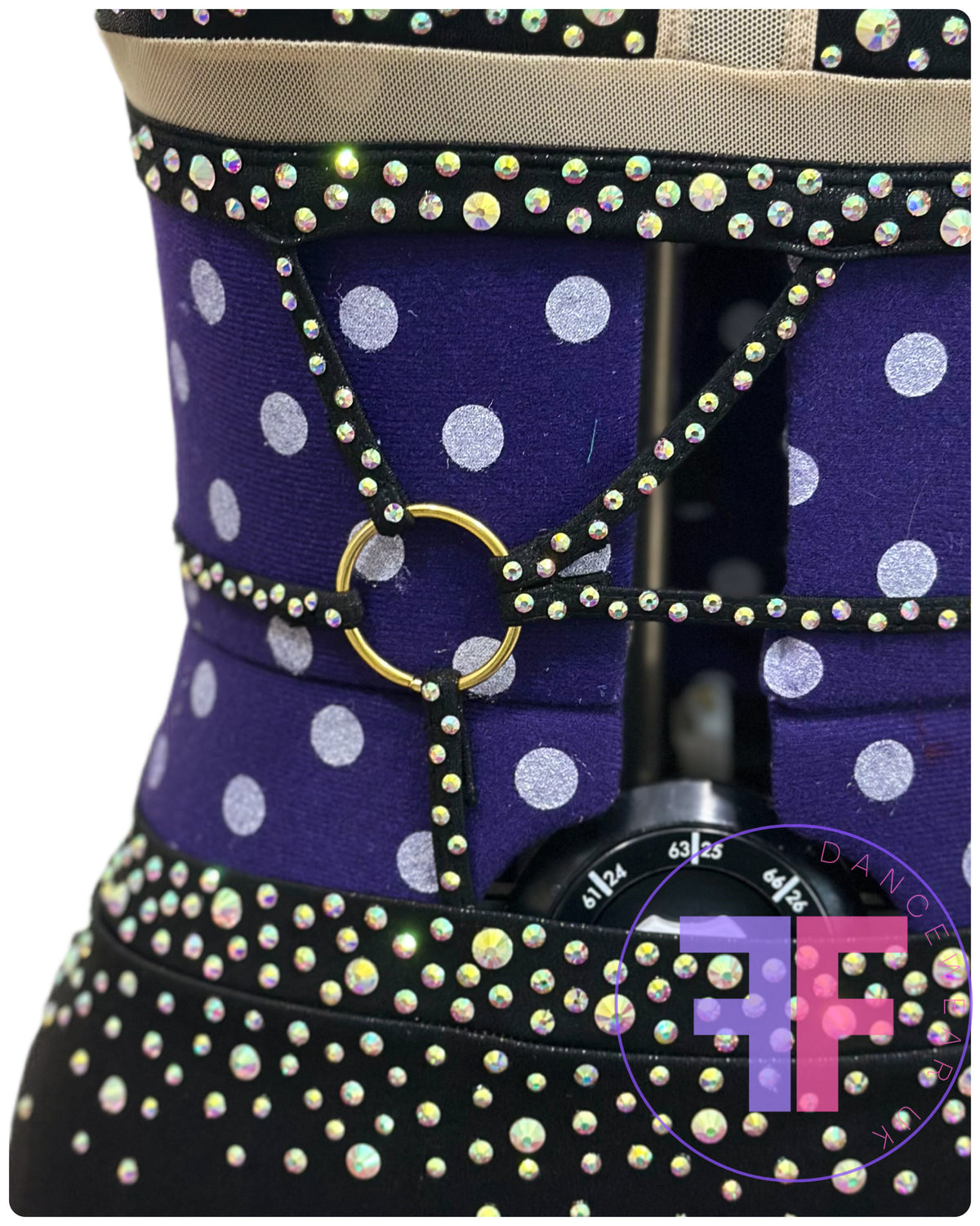 BESPOKE Black & Nude Stoned Modern / Tap Dance Costume (Adult Small)
