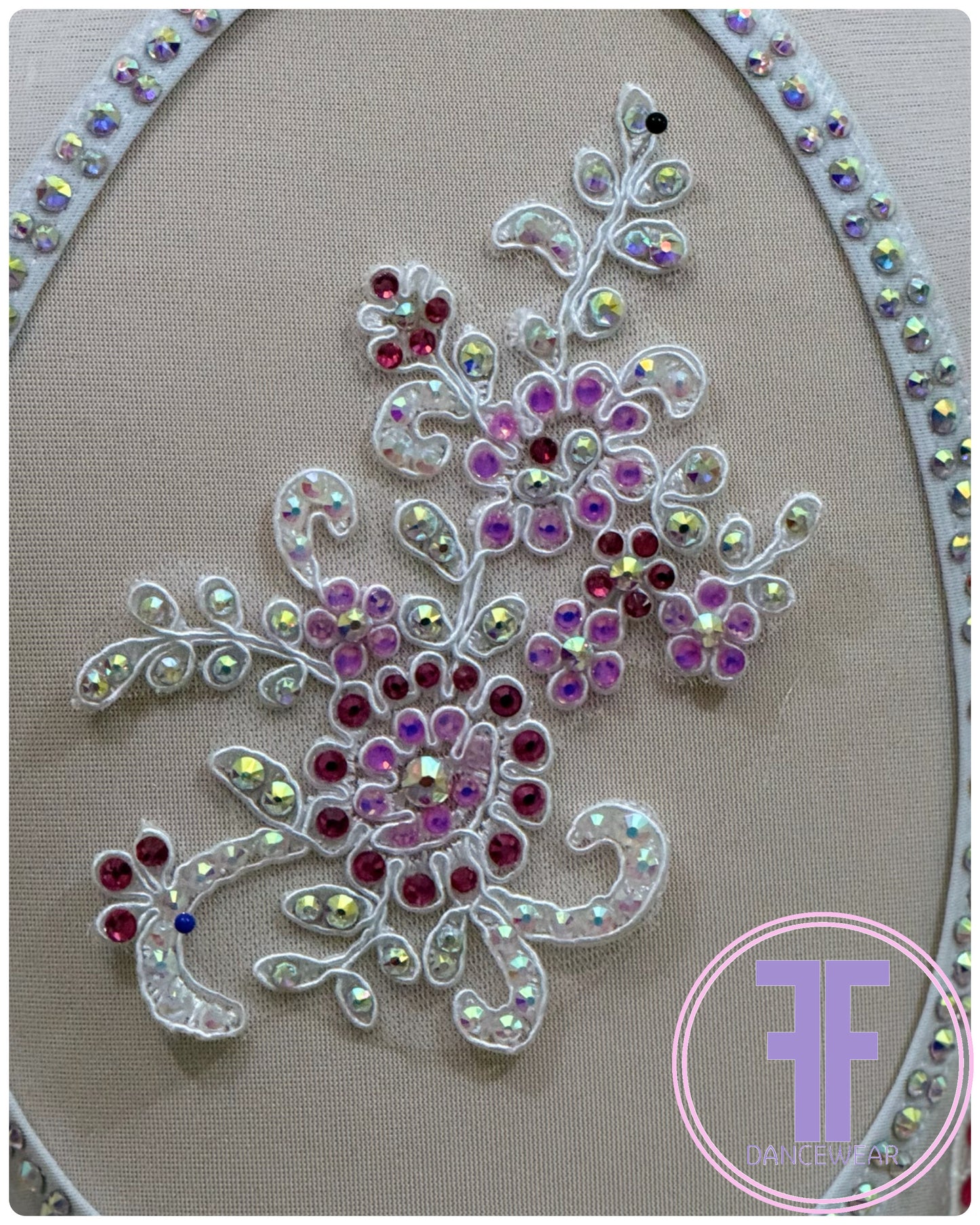 BESPOKE Ombre White Fuchsia Stoned Lyrical / Contemporary Dance Costume (5/6yrs)