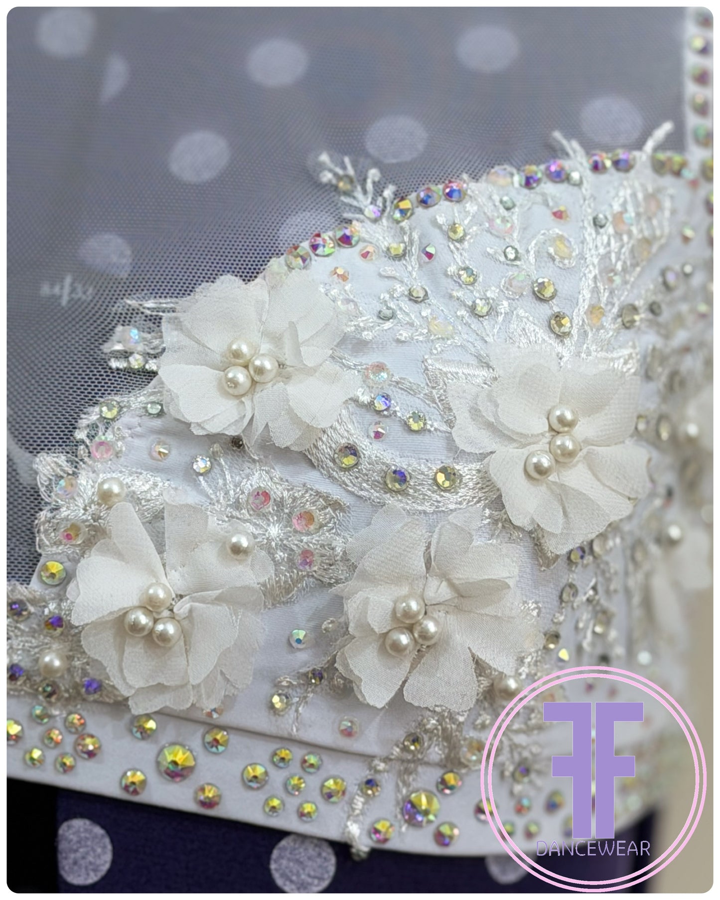 Bespoke White Stoned Lyrical / Contemporary Dance Costume (AXS)