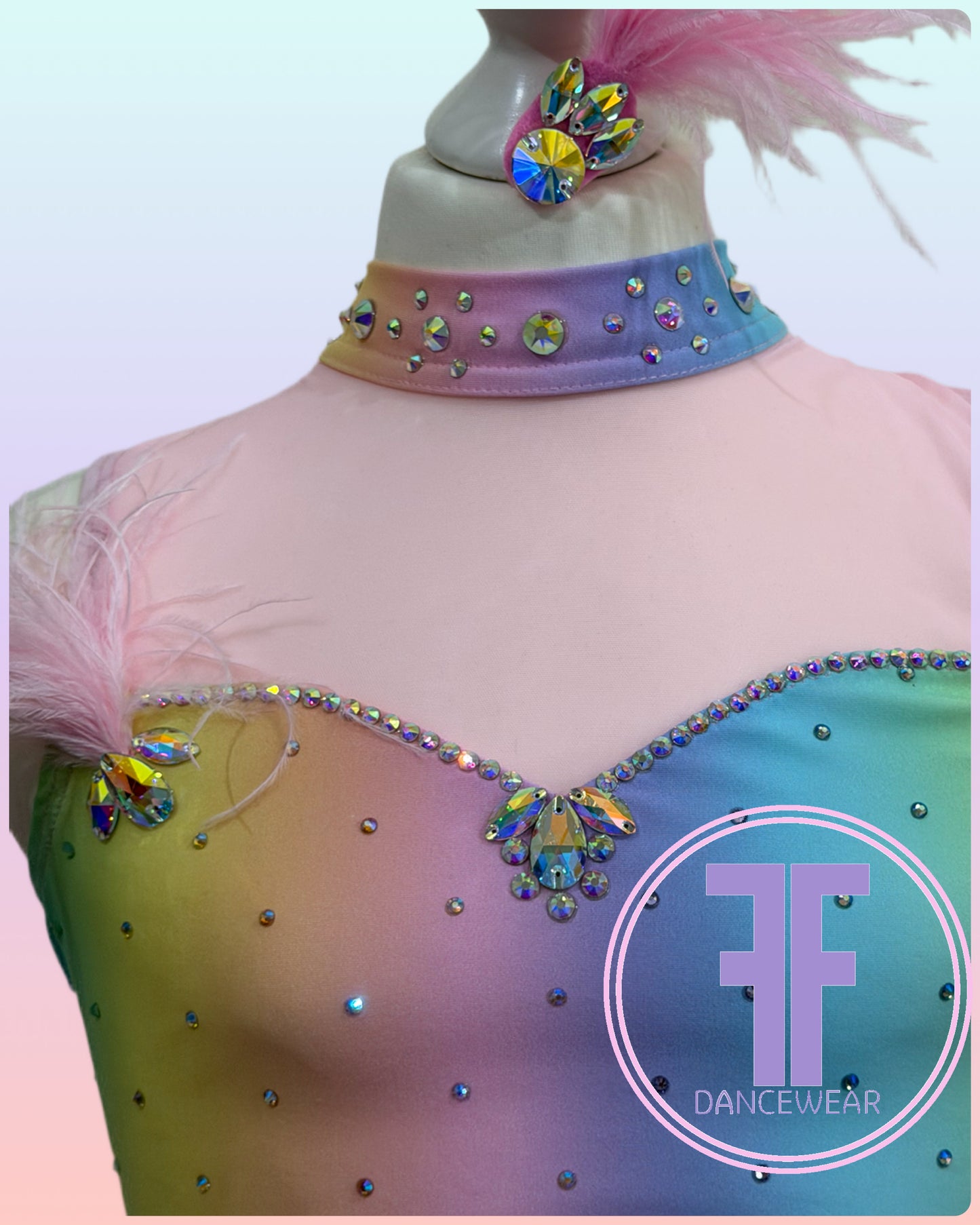 BESPOKE Pastel Rainbow Stoned Modern / Tap Dance Costume (11/12 yrs)