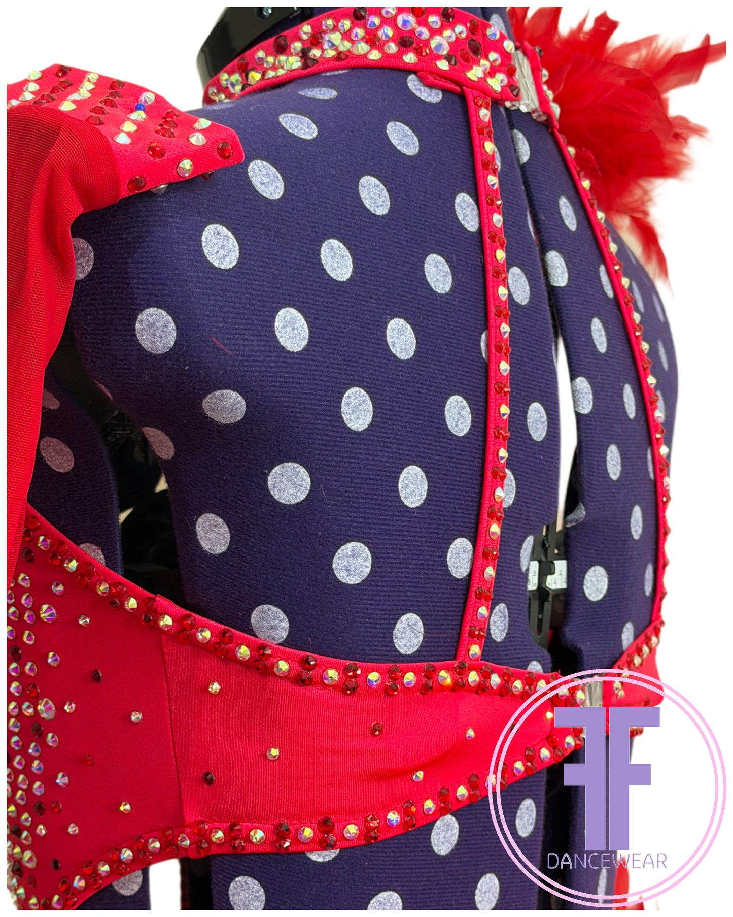 BESPOKE Red Feather Bustle Stoned Modern / Acro / Tap Dance Costume (AS)