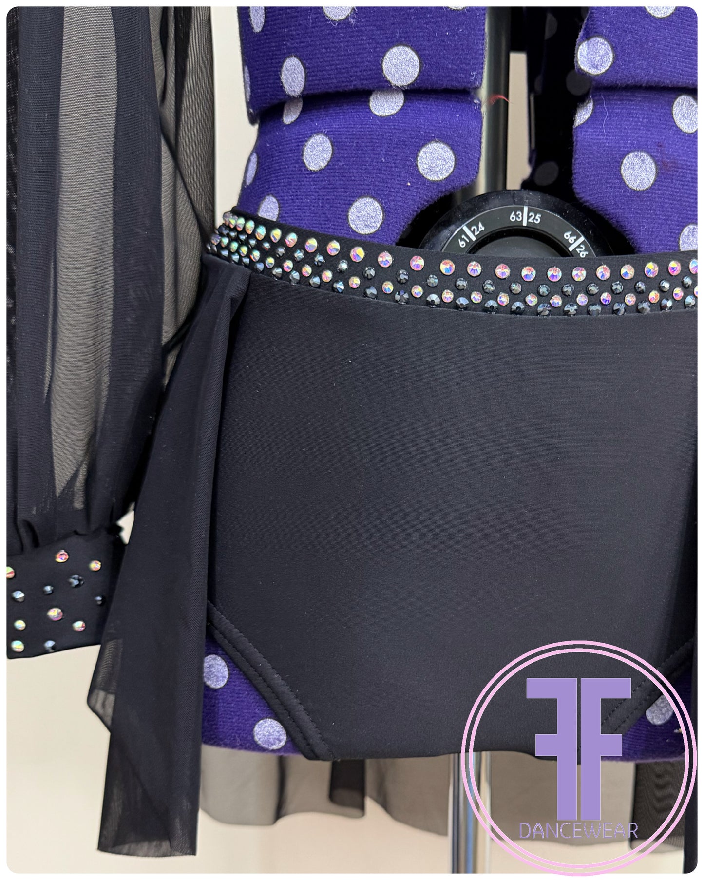 BESPOKE Black Stoned Dance Costume Lyrical / Contemporary Dance Costume (Adult Small)