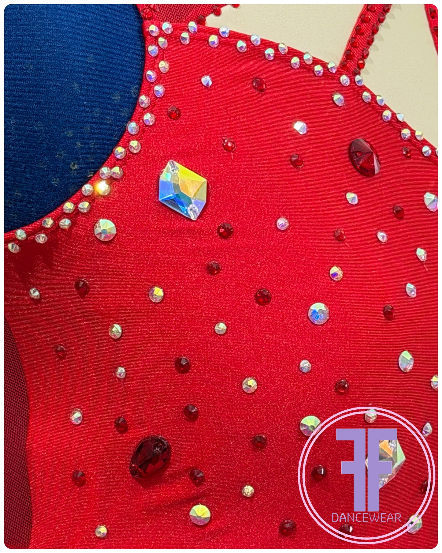 BESPOKE Red Stoned Modern / Tap / Acro Dance Costume (AS)