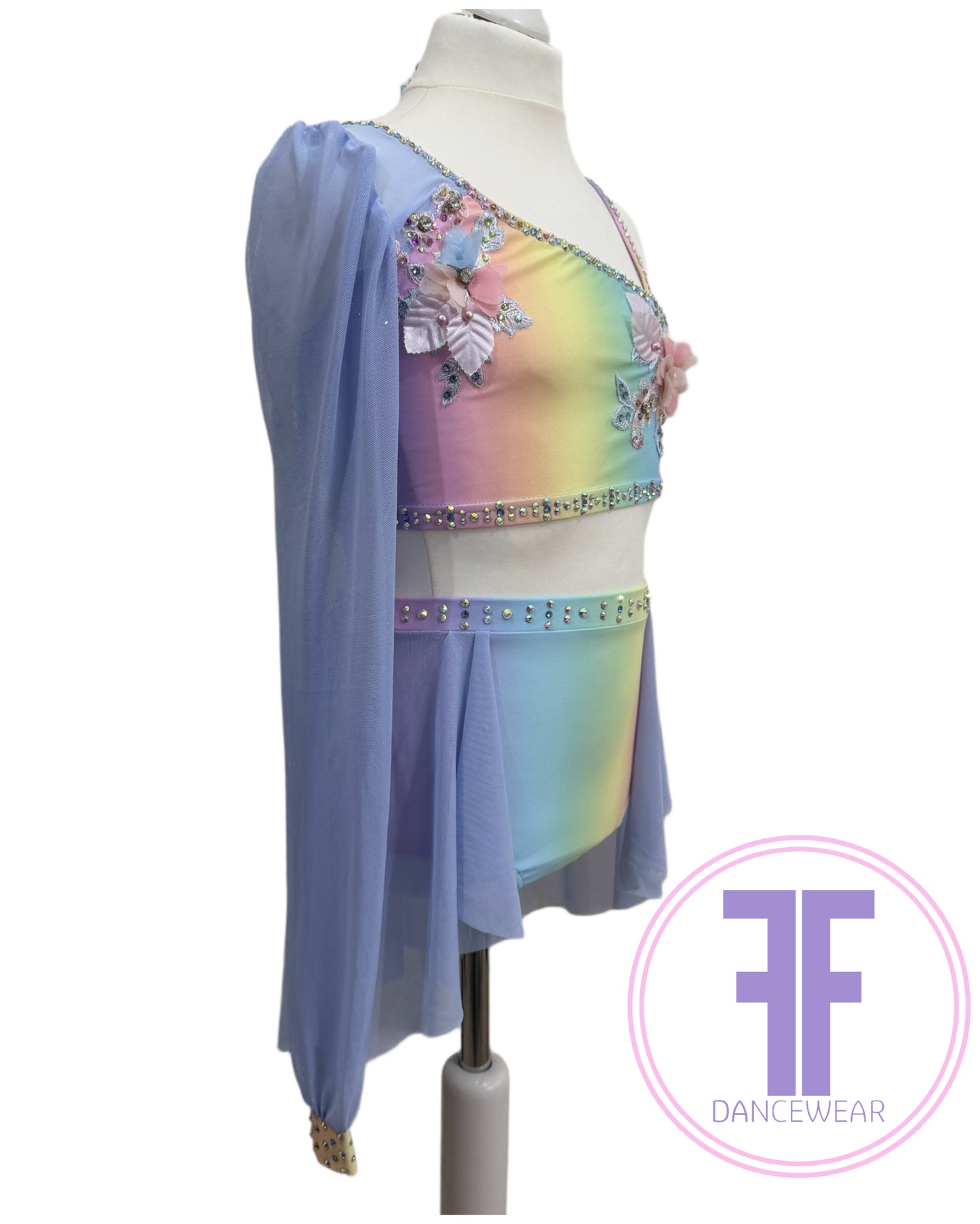 MELODY Pastel Rainbow & Blue Lyrical / Contemporary Dance Costume (11/12 yrs)