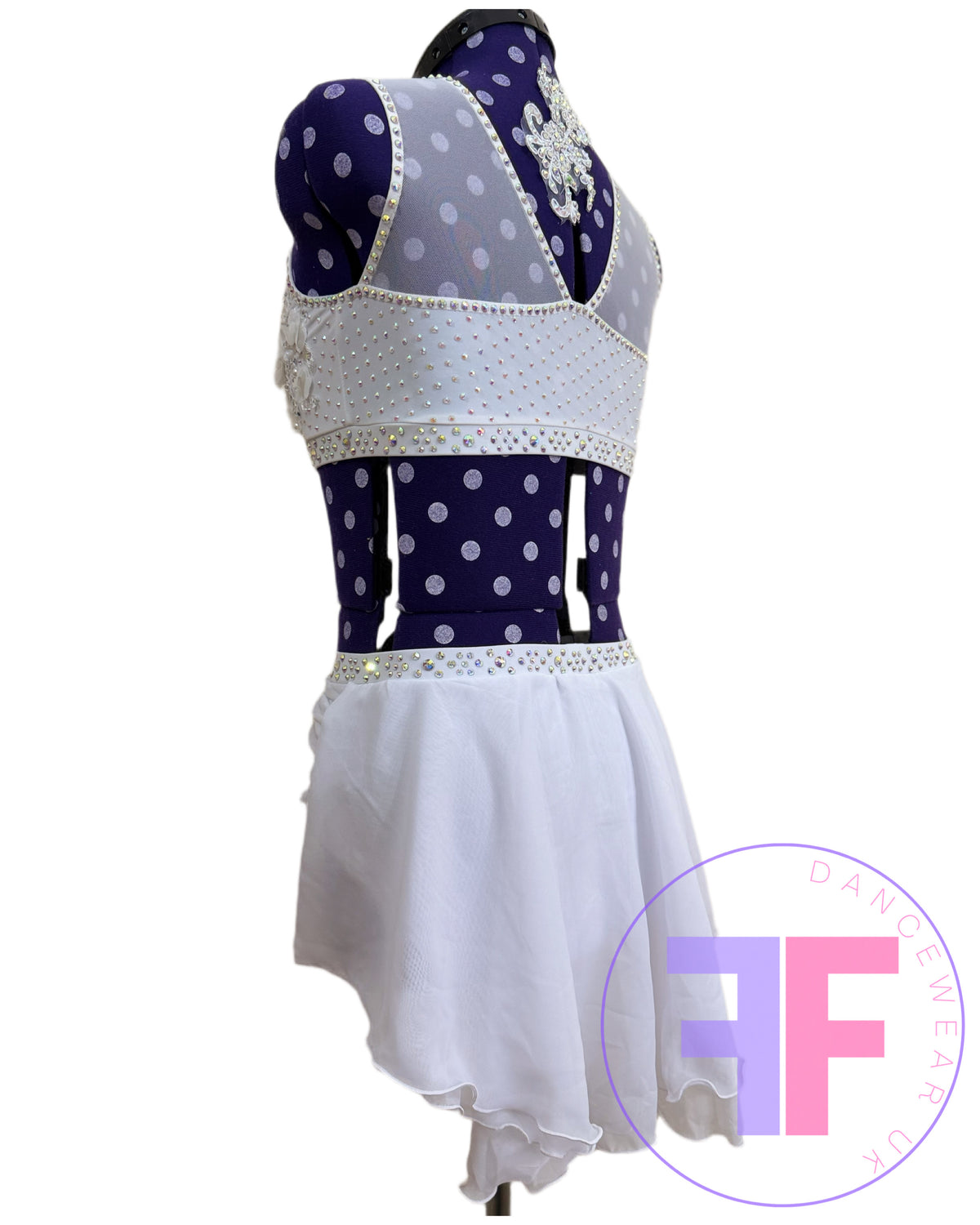 Bespoke White Stoned Lyrical / Contemporary Dance Costume (AXS)