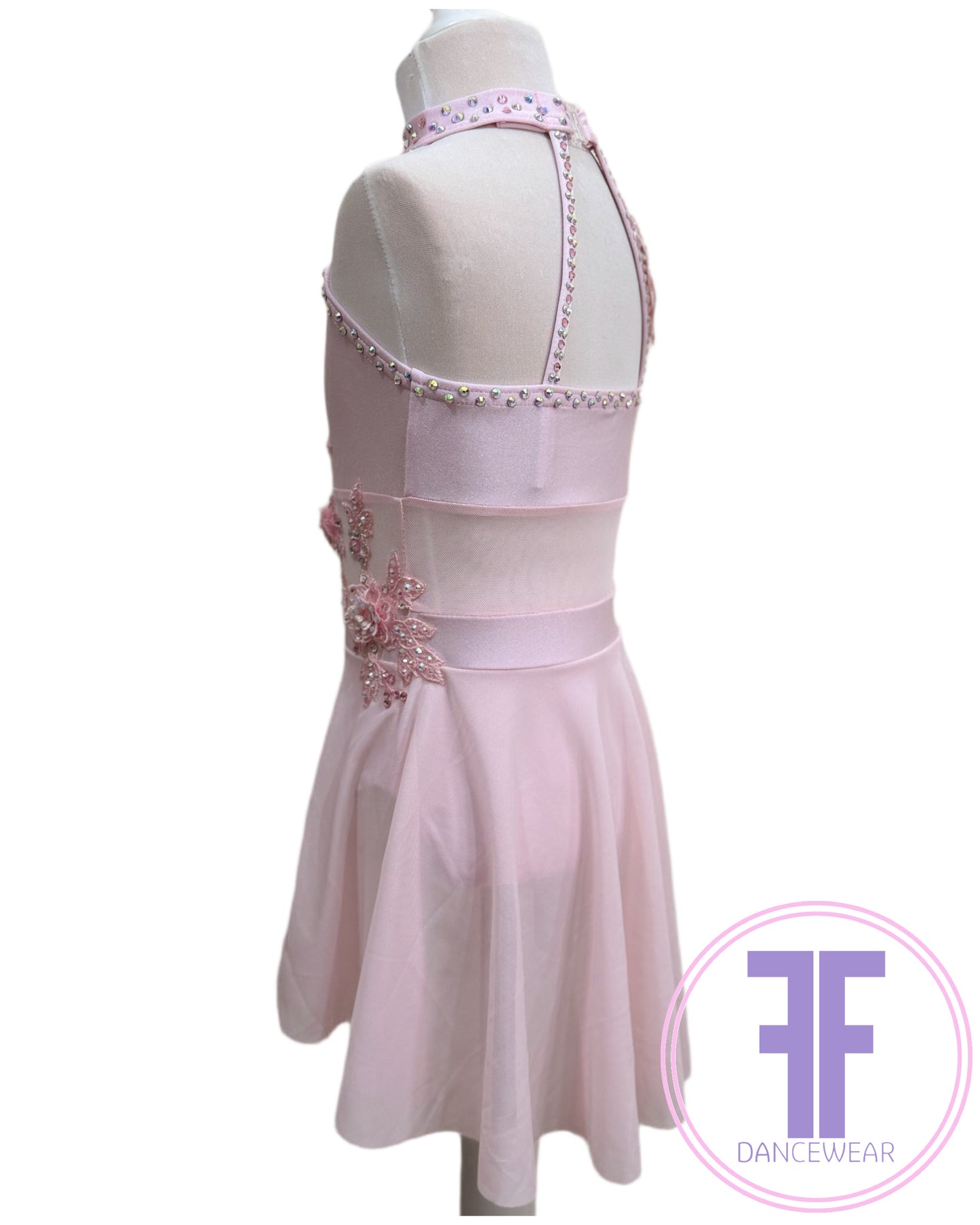 BESPOKE Sugar Pink Stoned Lyrical / Contemporary Dance Costume (5/6yrs)