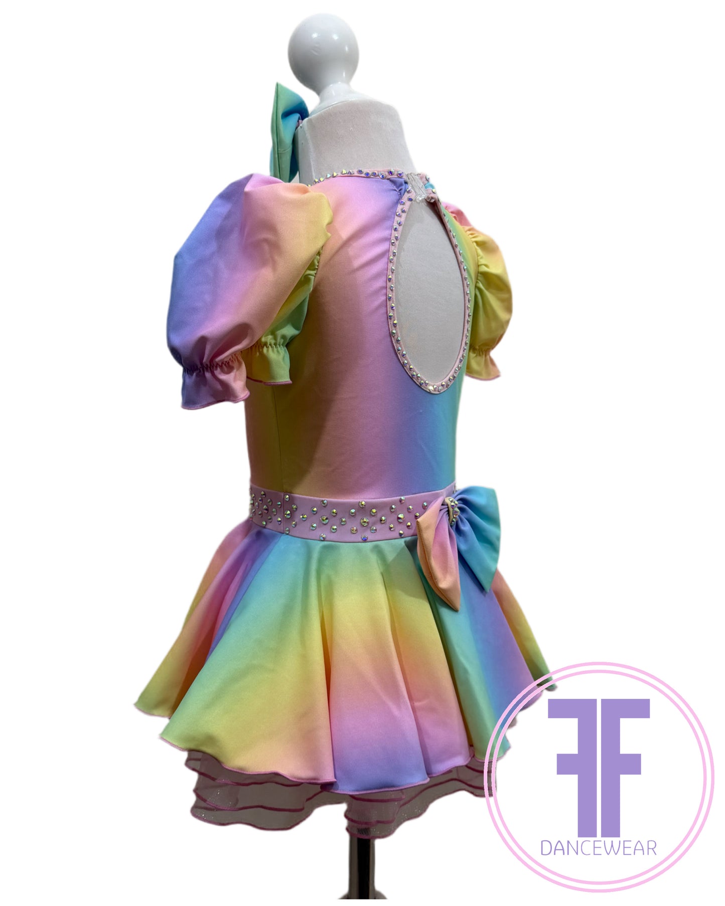 BESPOKE Pastel Rainbow Stoned Modern / Tap Dance Costume (5/6 yrs)
