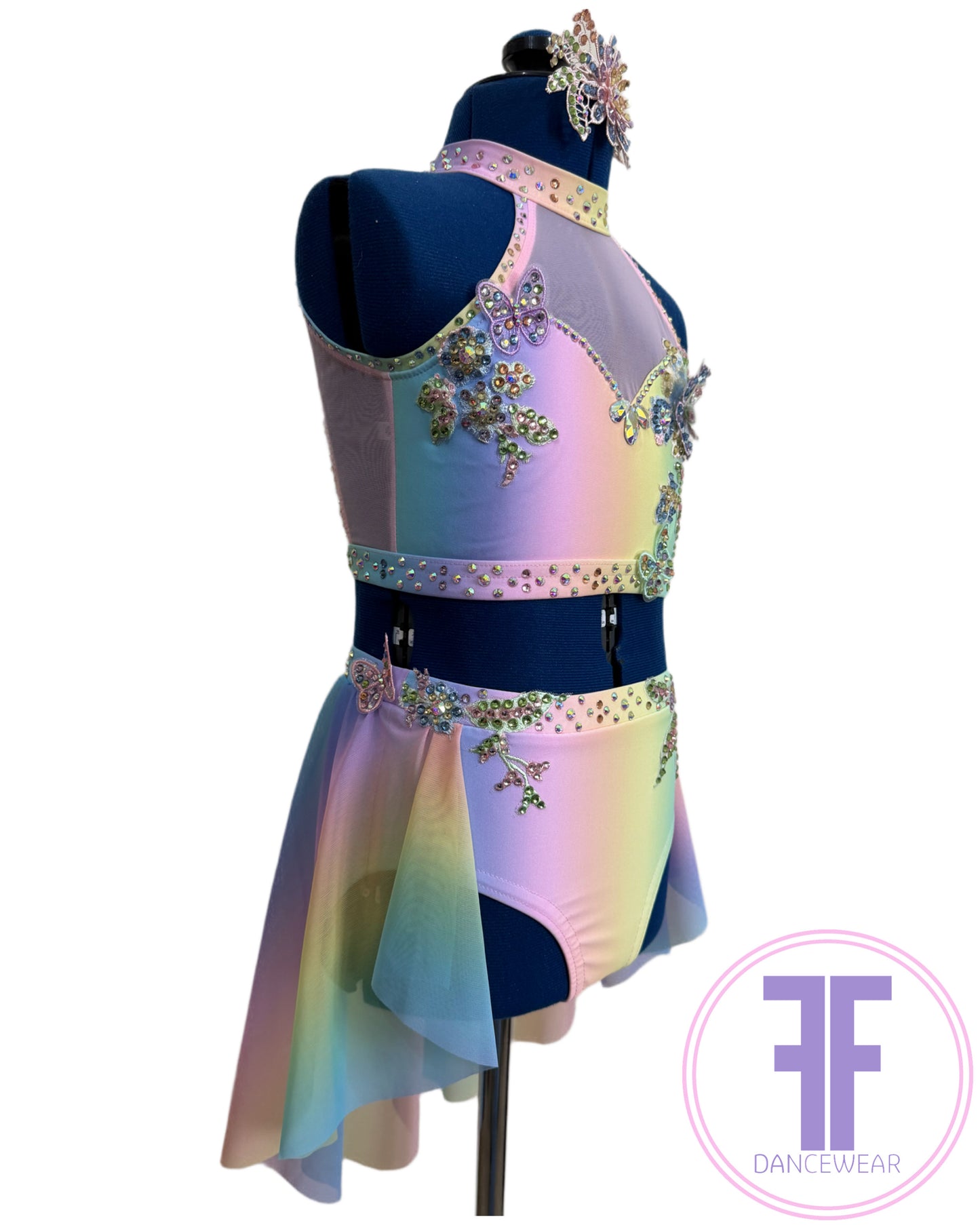 ELENA Pastel Rainbow Stoned Dance Costume Lyrical / Contemporary Dance Costume (7/8 yrs)