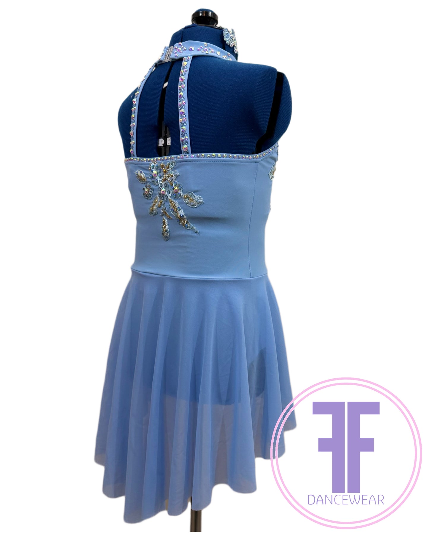Bespoke Sky Blue Stoned Lyrical / Contemporary Dance Costume (9/10 yrs)