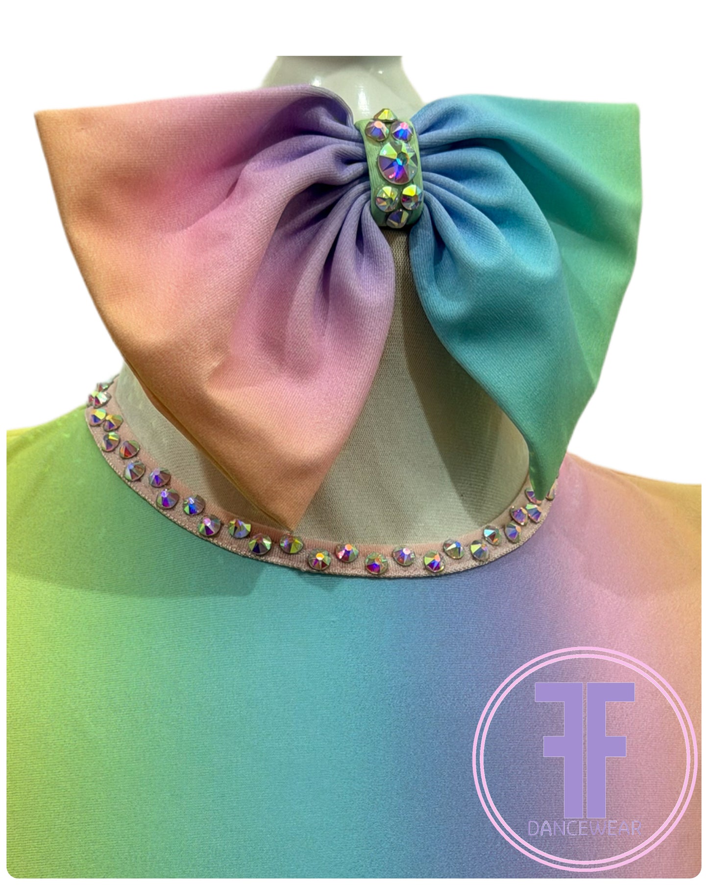 BESPOKE Pastel Rainbow Stoned Modern / Tap Dance Costume (5/6 yrs)