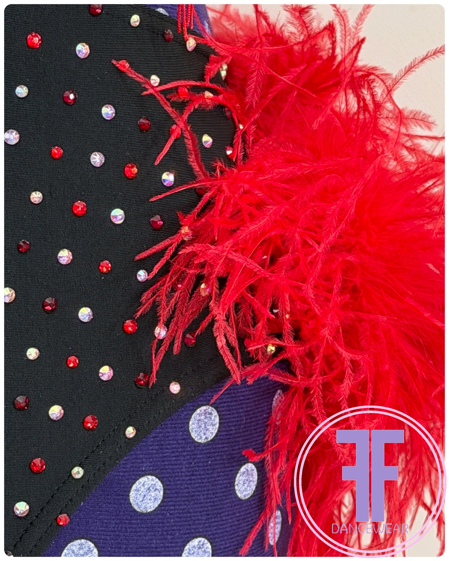 BESPOKE Black & Red Stoned Modern / Jazz / Tap Dance Costume (AS)