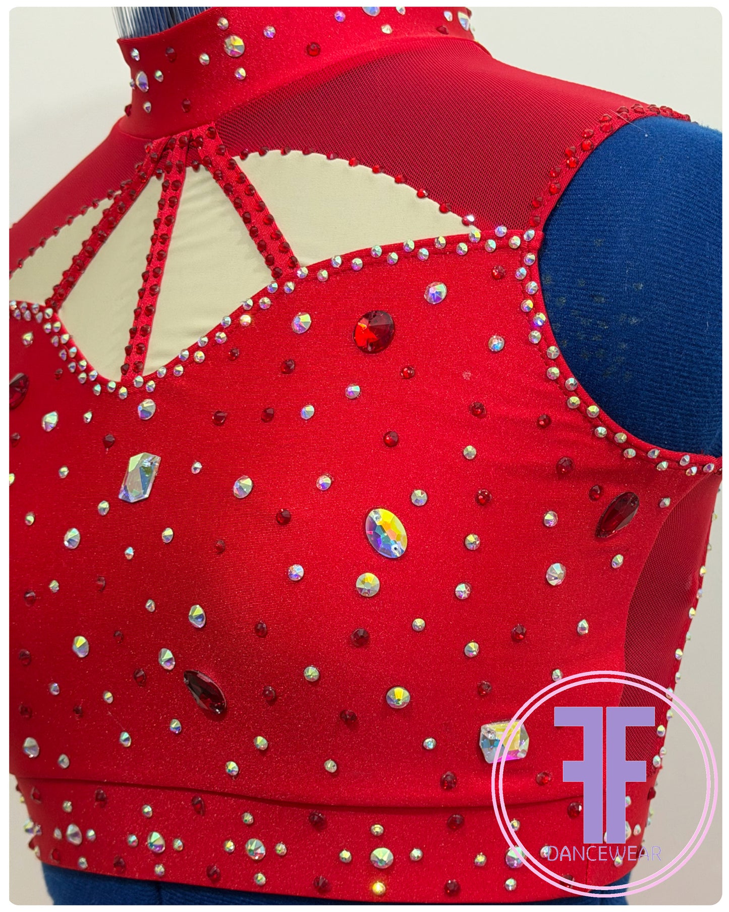 BESPOKE Red Stoned Modern / Tap / Acro Dance Costume (AS)