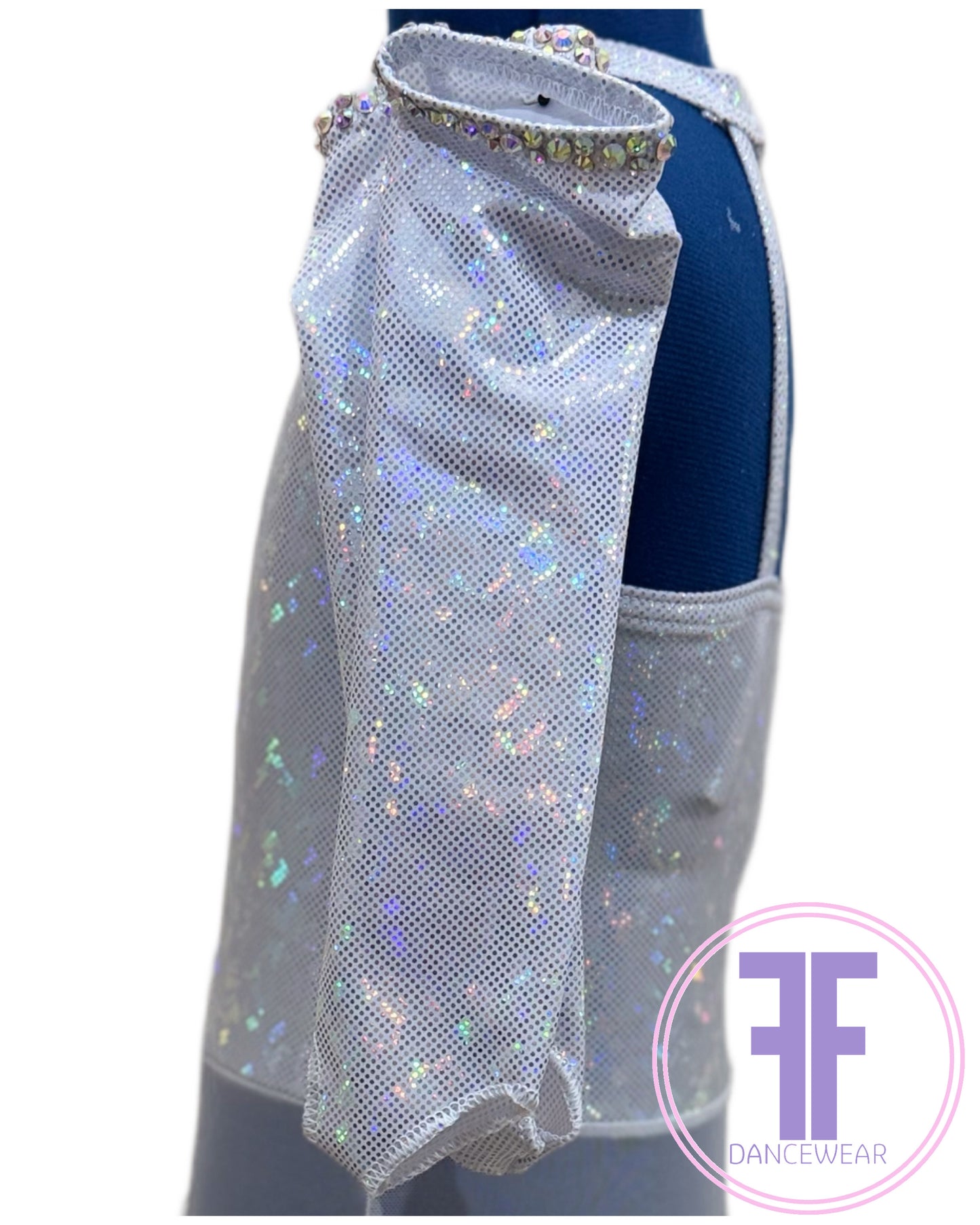 BESPOKE White Ice Chip Stoned Modern / Tap Dance Costume (7/8 yrs)