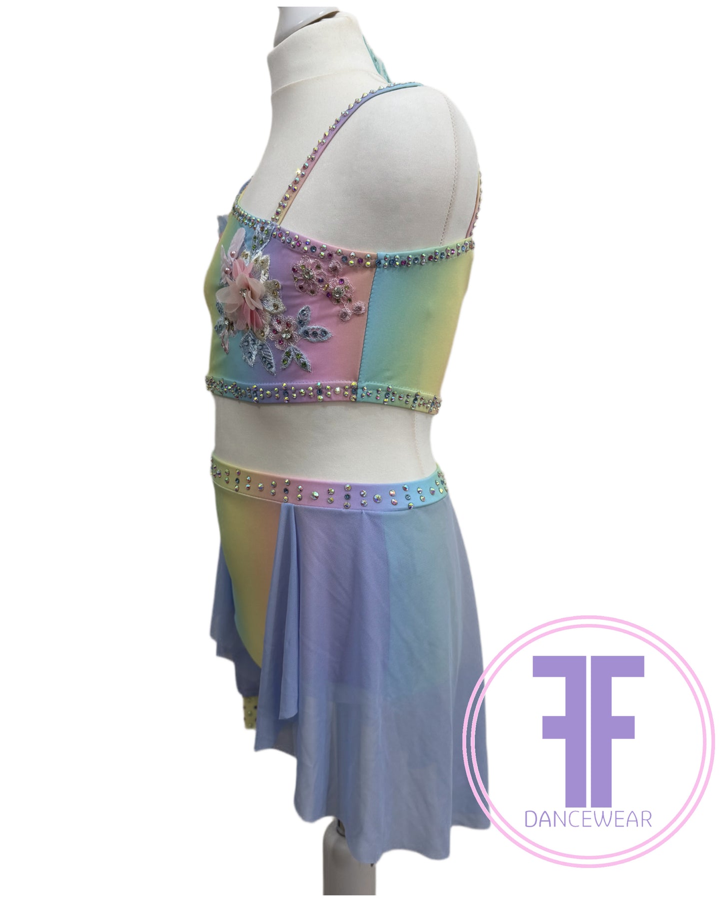 MELODY Pastel Rainbow & Blue Lyrical / Contemporary Dance Costume (11/12 yrs)