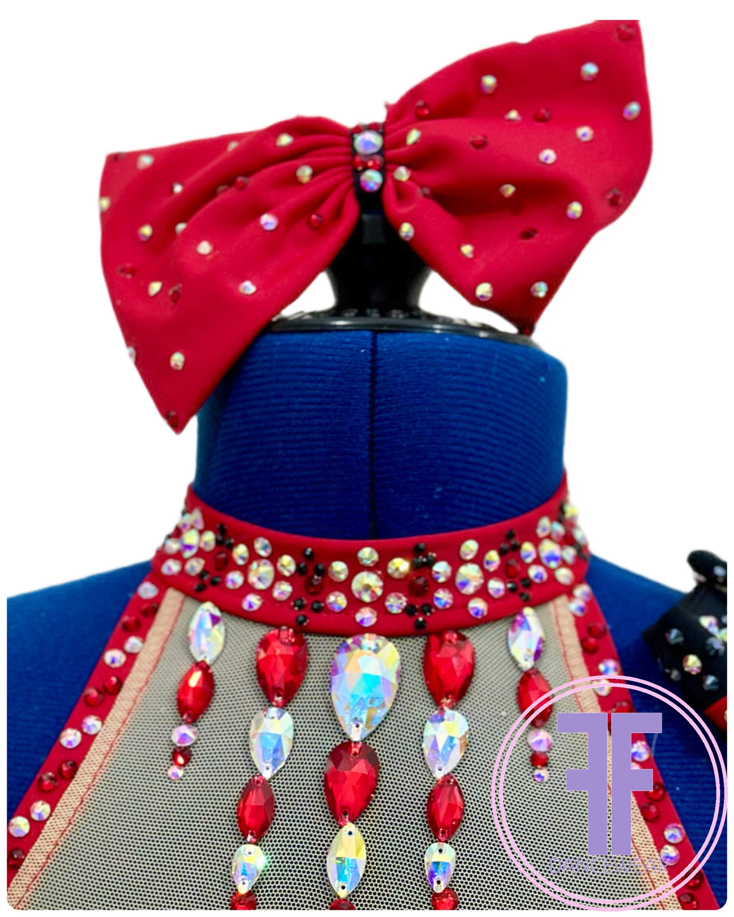 Red Heart & Black Stoned Modern / Jazz / Tap Dance Costume (7/8 yrs)