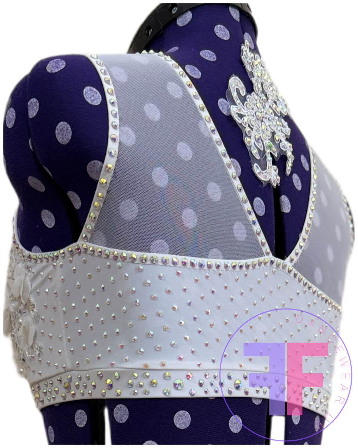 Bespoke White Stoned Lyrical / Contemporary Dance Costume (AXS)