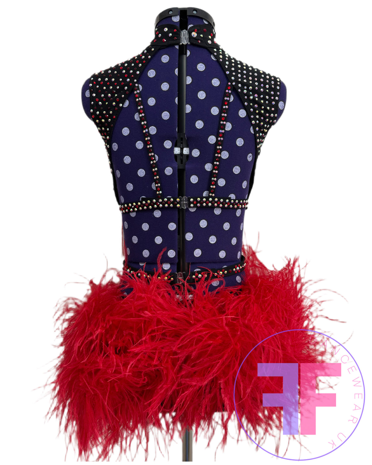 BESPOKE Black & Red Stoned Modern / Jazz / Tap Dance Costume (AS)