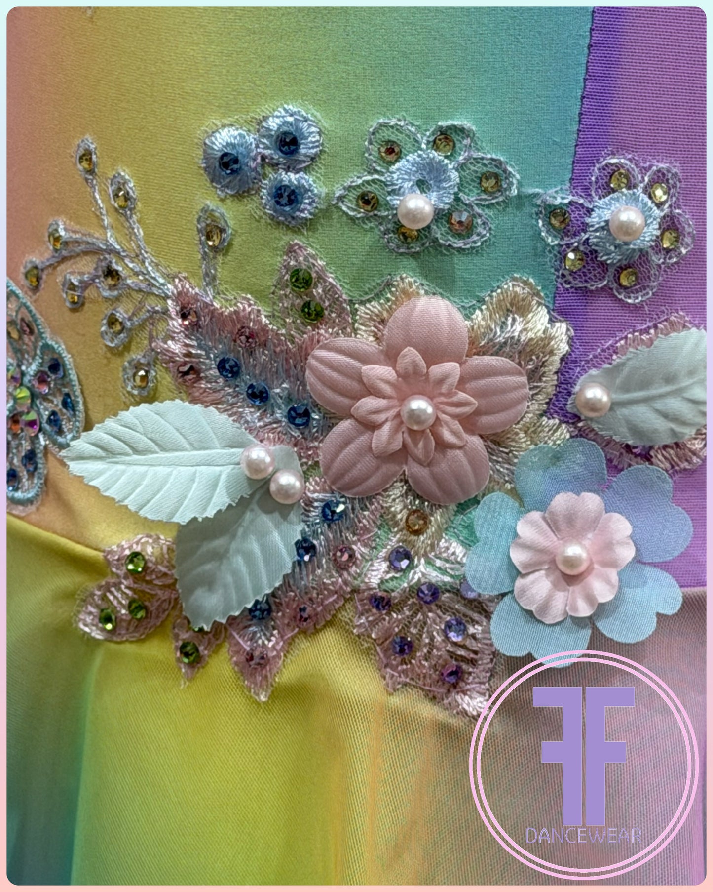 BESPOKE Rainbow Stoned Lyrical / Contemporary Dance Costume (5/6yrs)