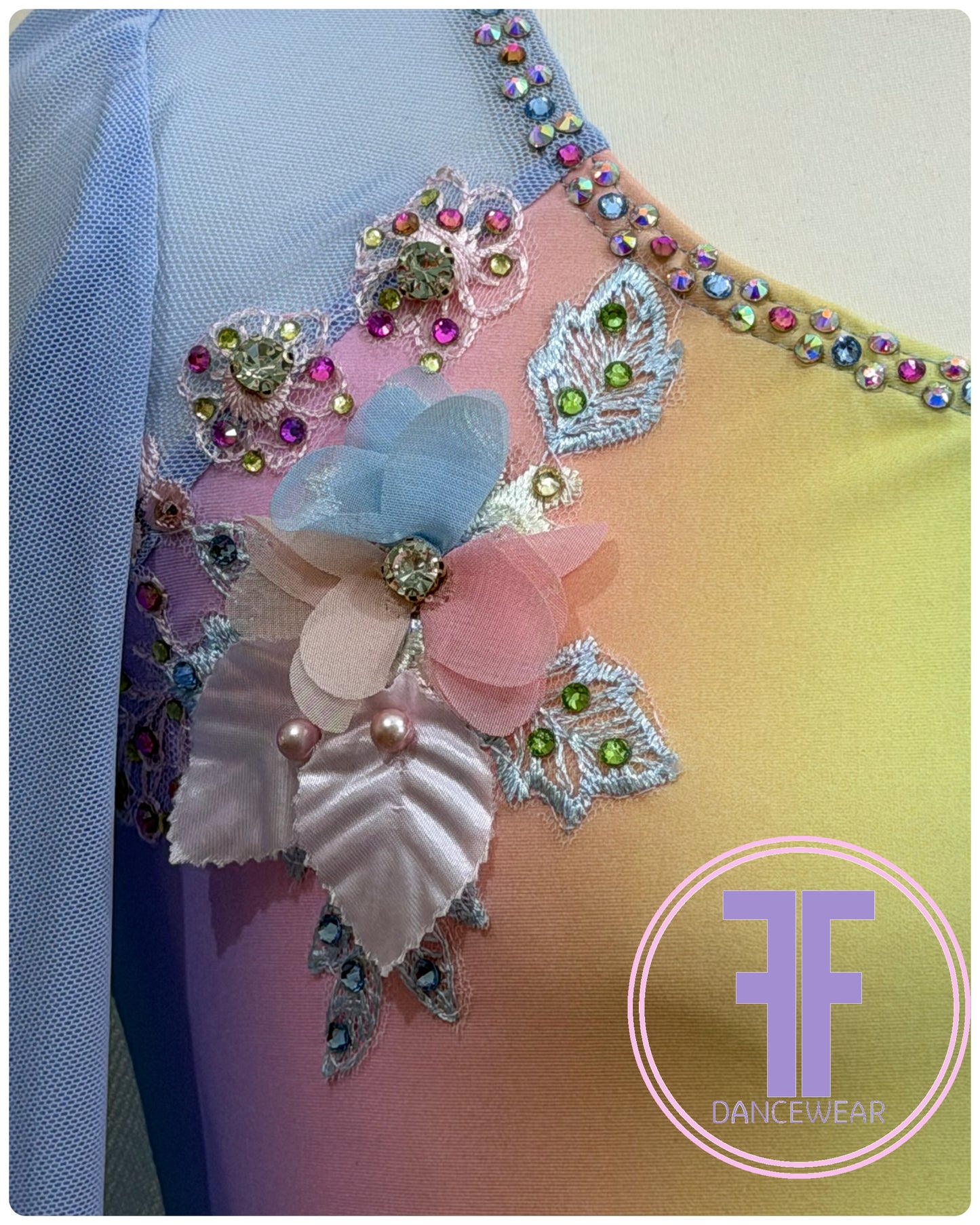 MELODY Pastel Rainbow & Blue Lyrical / Contemporary Dance Costume (11/12 yrs)
