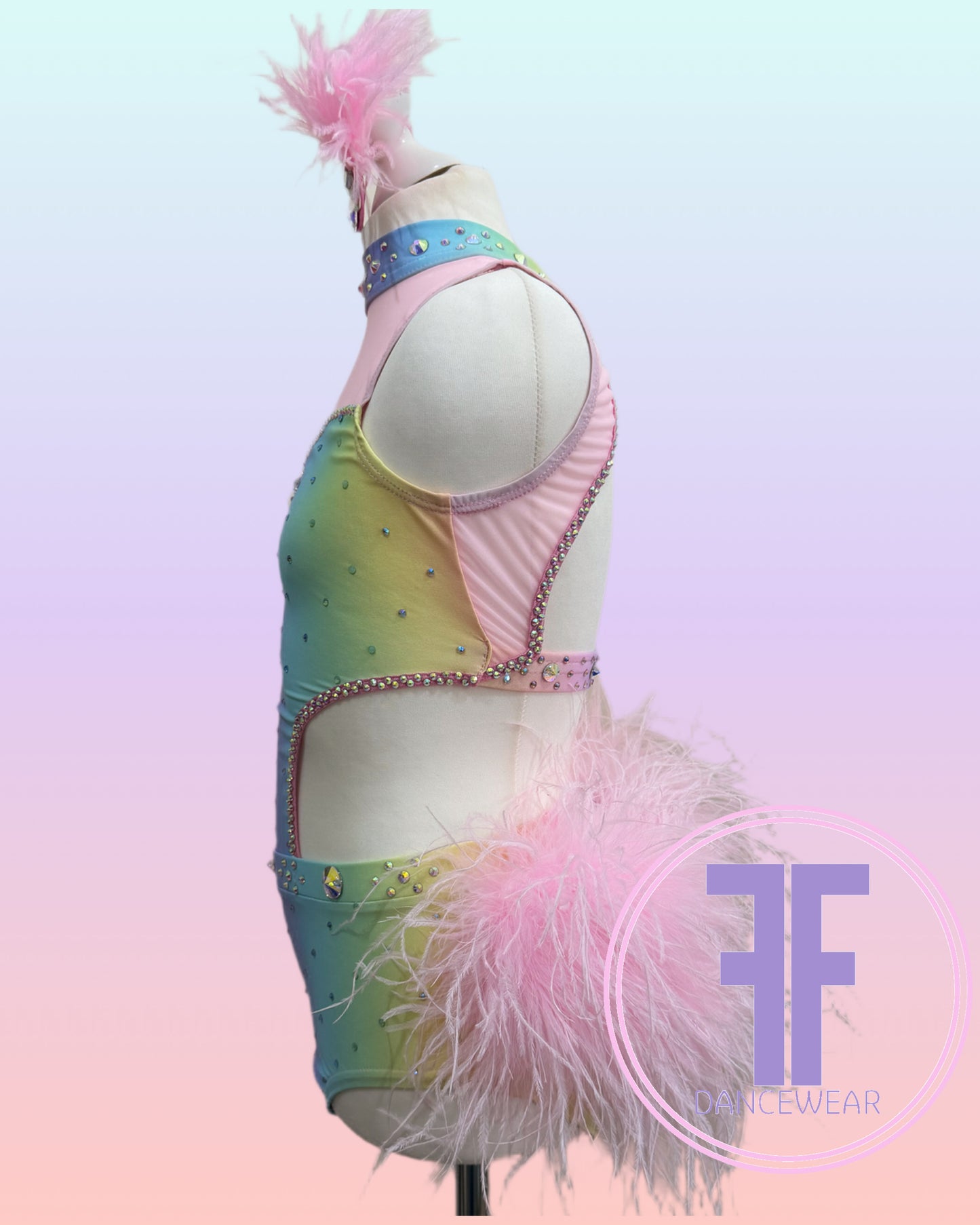 BESPOKE Pastel Rainbow Stoned Modern / Tap Dance Costume (11/12 yrs)