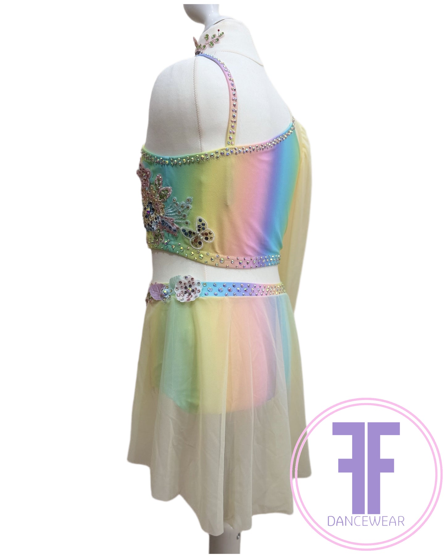 MELODY Pastel Rainbow & Lemon Stoned Lyrical / Contemporary Dance Costume (13/14 yrs)