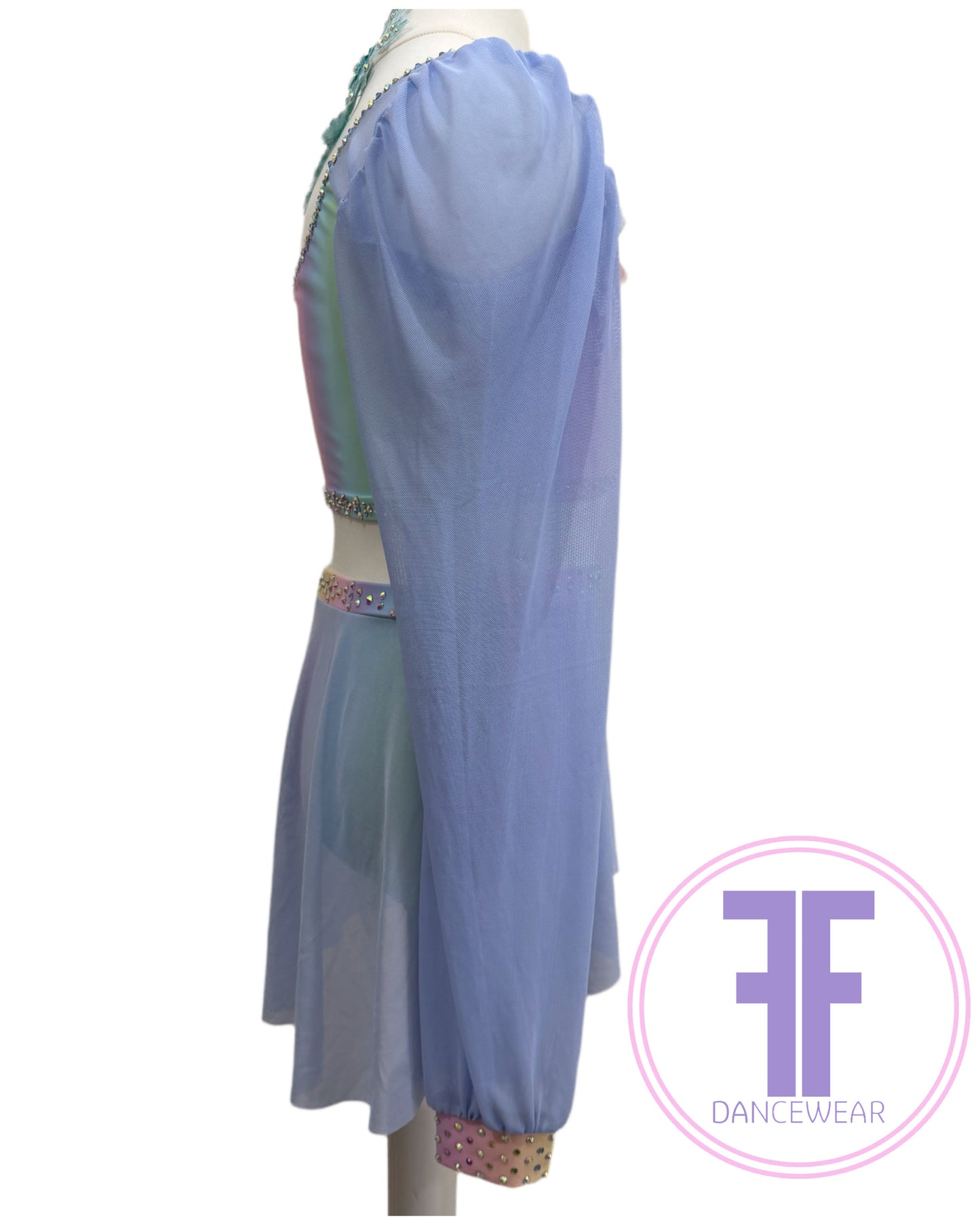 MELODY Pastel Rainbow & Blue Lyrical / Contemporary Dance Costume (11/12 yrs)