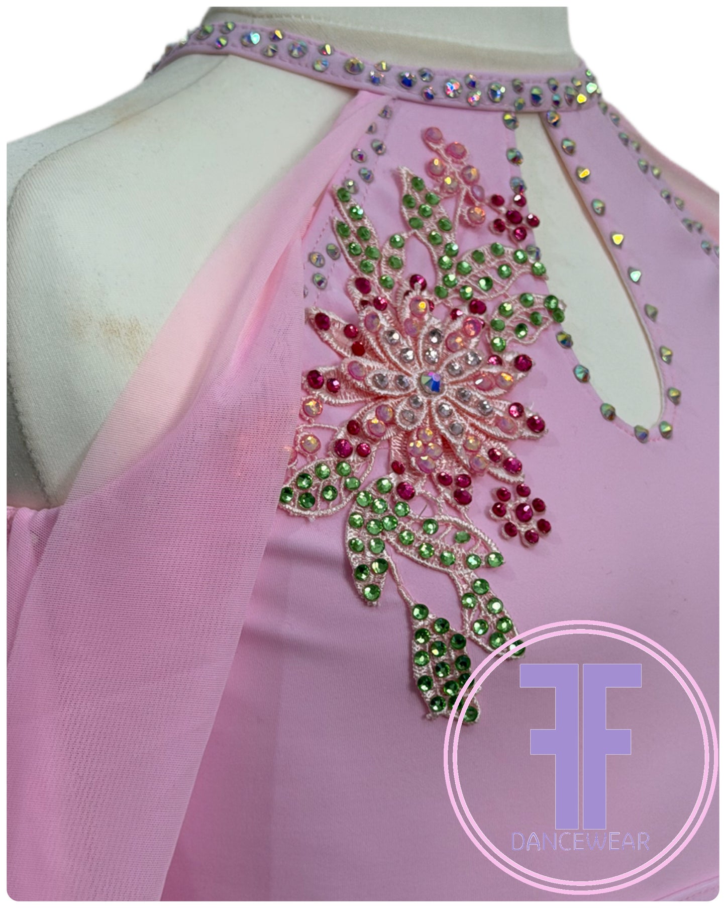 BESPOKE Pink Stoned Lyrical / Contemporary Dance Costume (11/12 yrs)