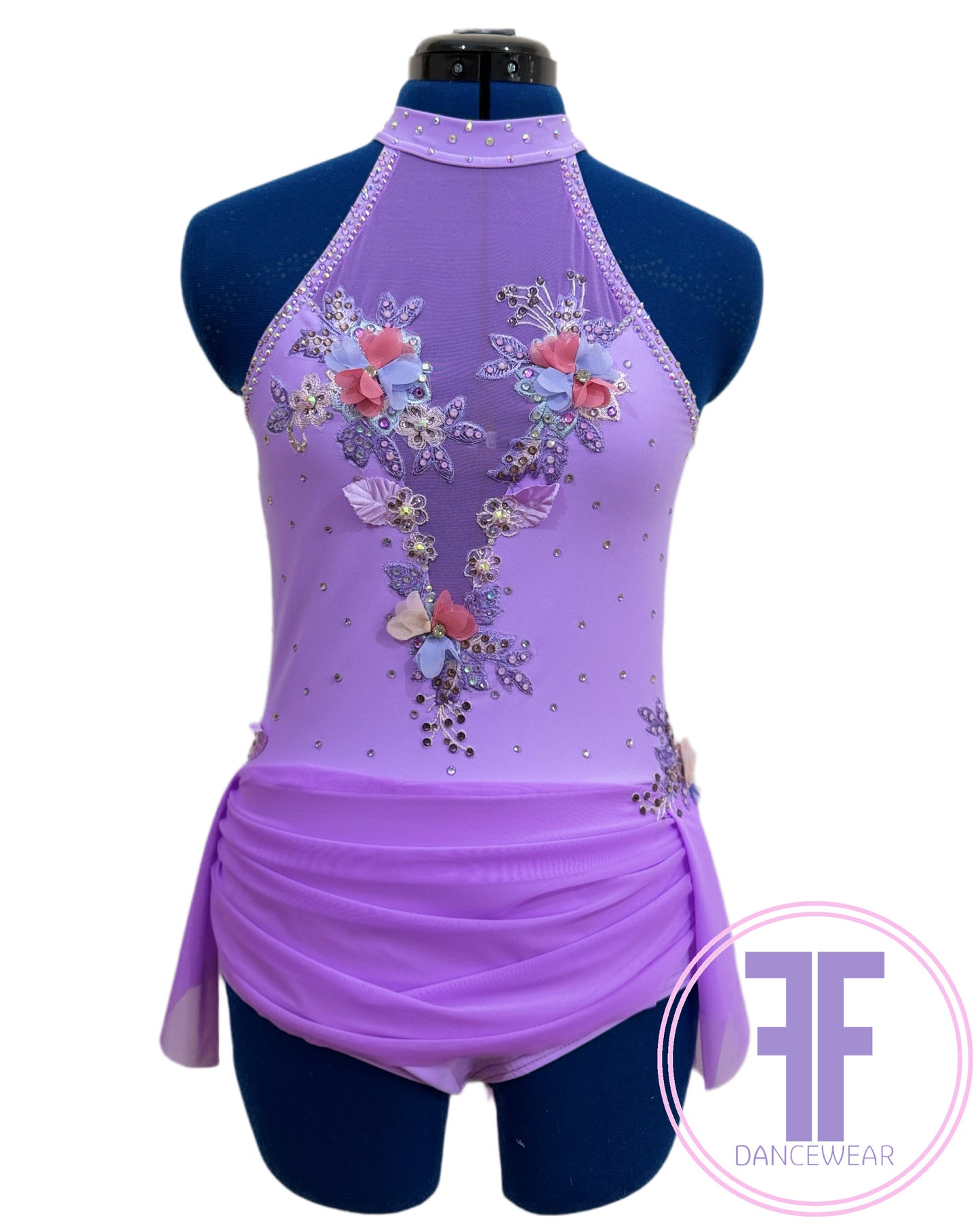 Bespoke Violet Purple Stoned Lyrical / Contemporary Dance Costume (AS)