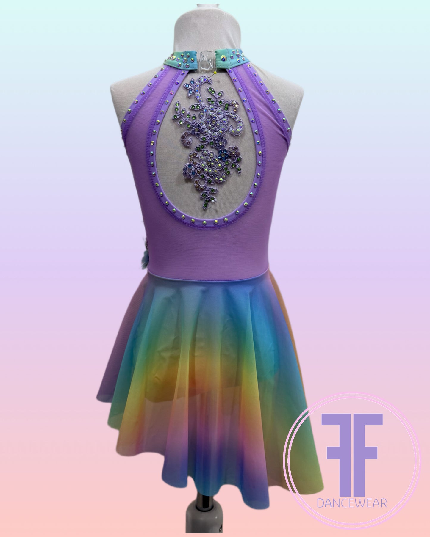BESPOKE Rainbow Stoned Lyrical / Contemporary Dance Costume (5/6yrs)