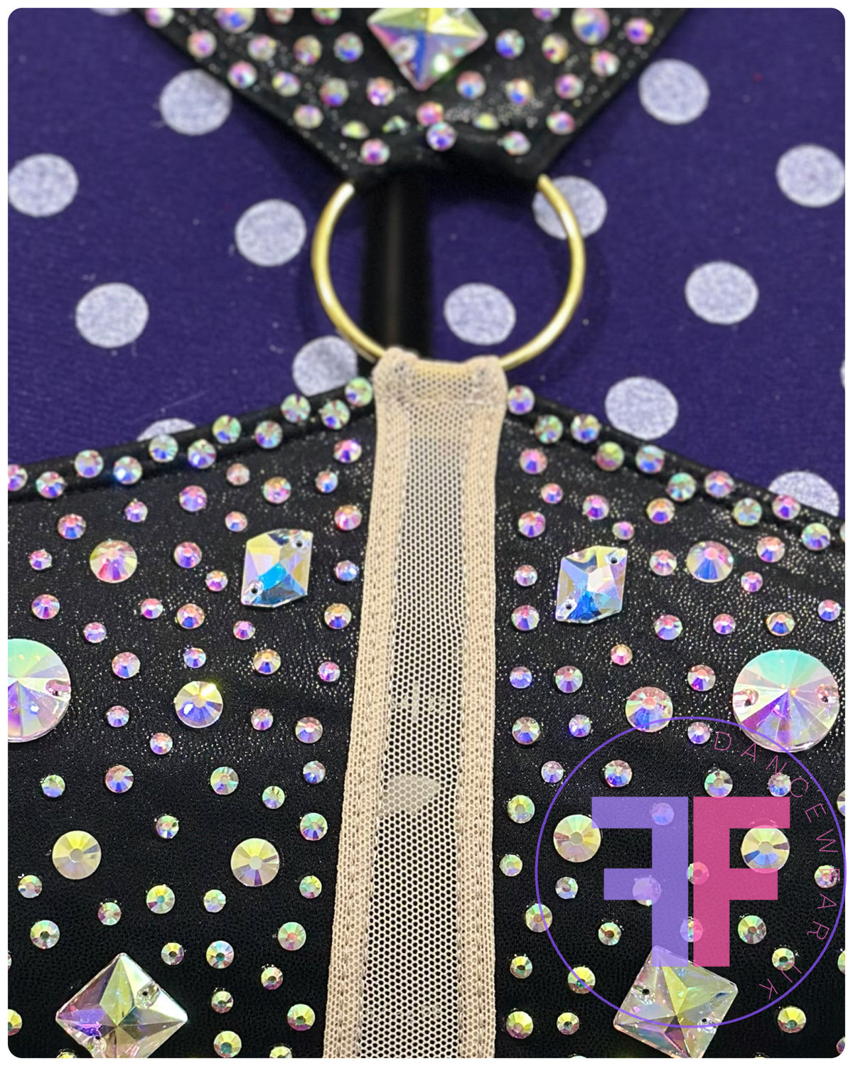 BESPOKE Black & Nude Stoned Modern / Tap Dance Costume (Adult Small)