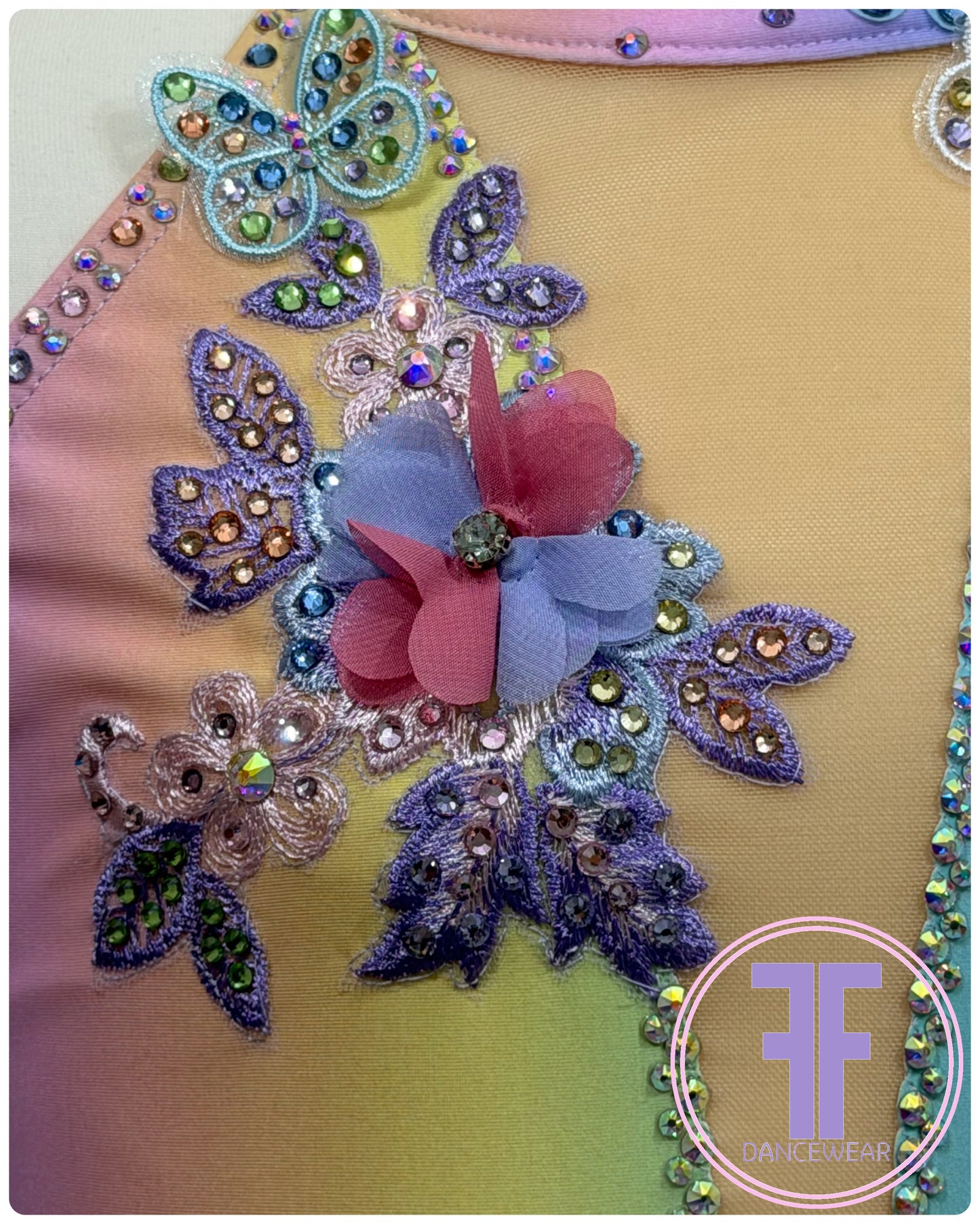 BESPOKE Pastel Rainbow Stoned Lyrical / Contemporary Dance Costume (11/12 yrs)