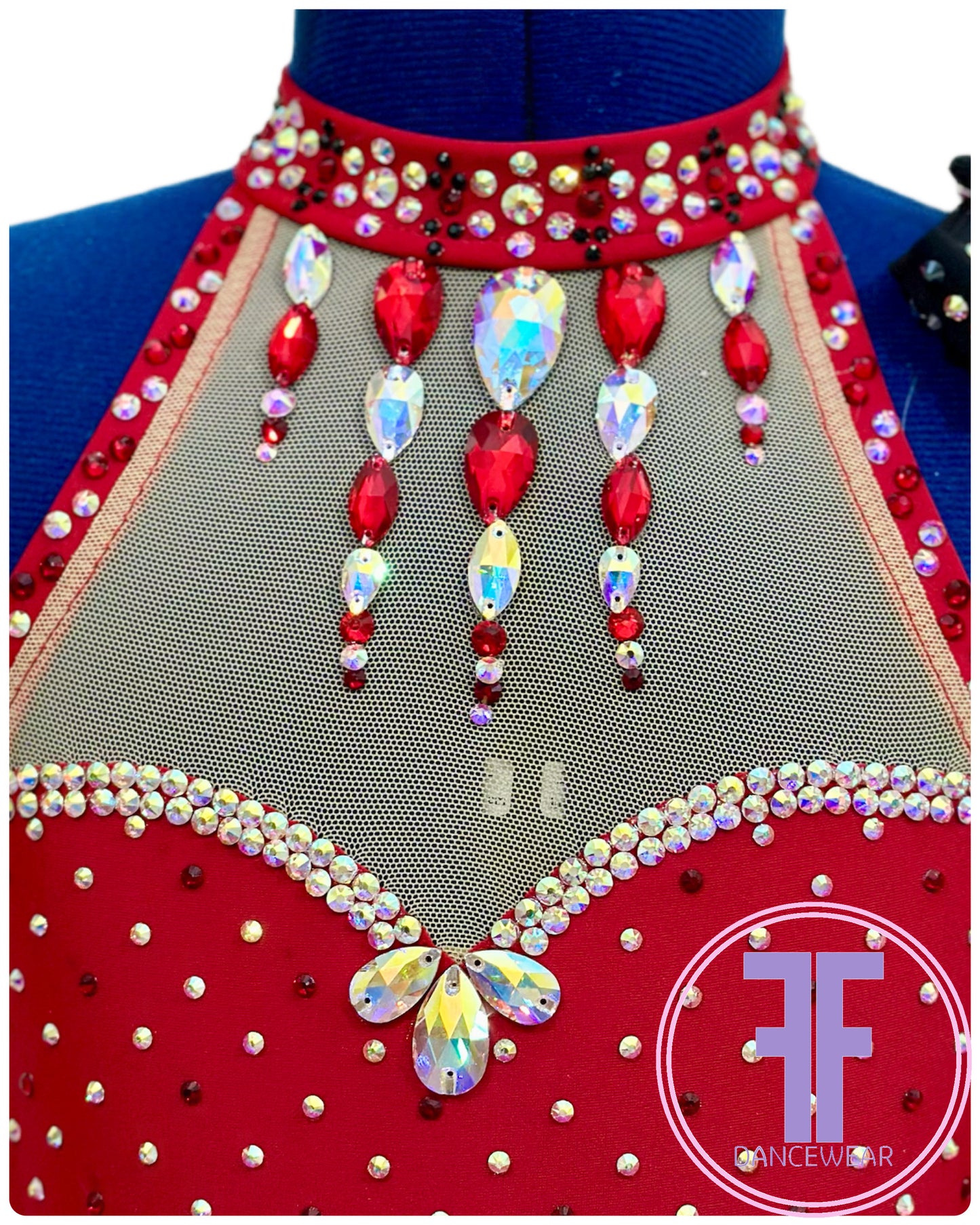 Red Heart & Black Stoned Modern / Jazz / Tap Dance Costume (7/8 yrs)