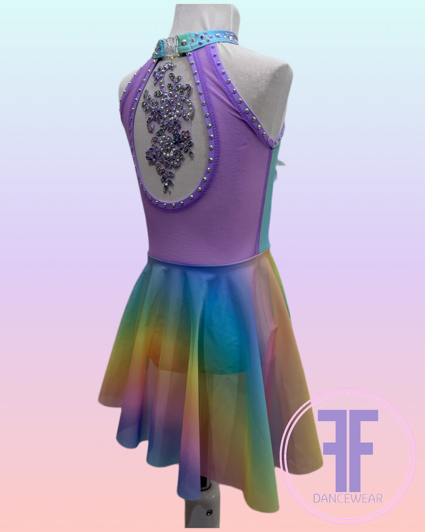 BESPOKE Rainbow Stoned Lyrical / Contemporary Dance Costume (5/6yrs)