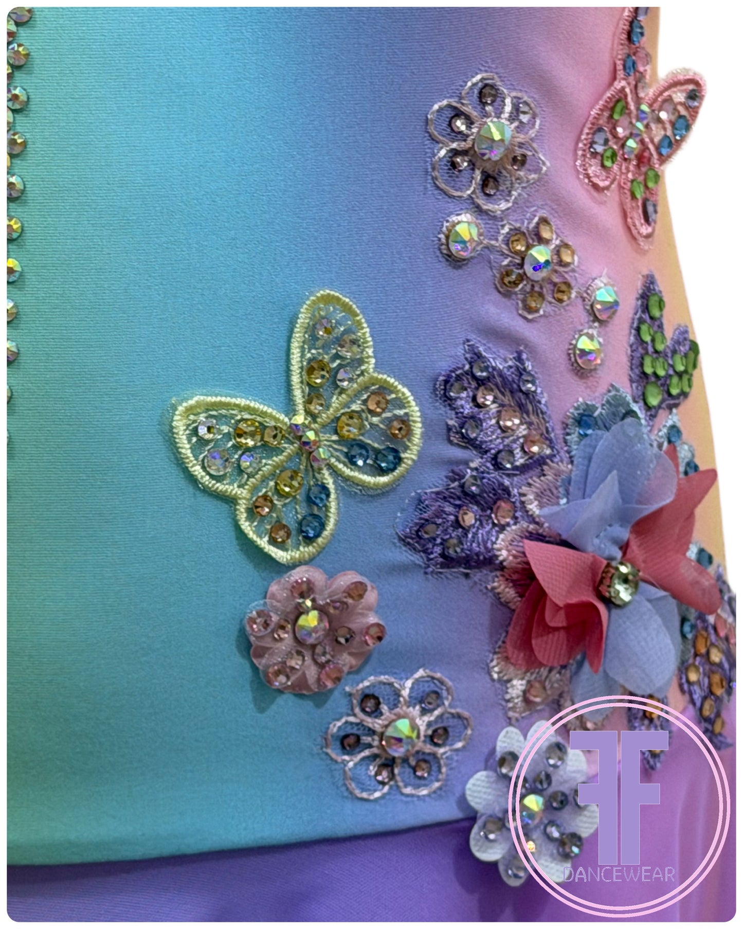 BESPOKE Pastel Rainbow Stoned Lyrical / Contemporary Dance Costume (11/12 yrs)
