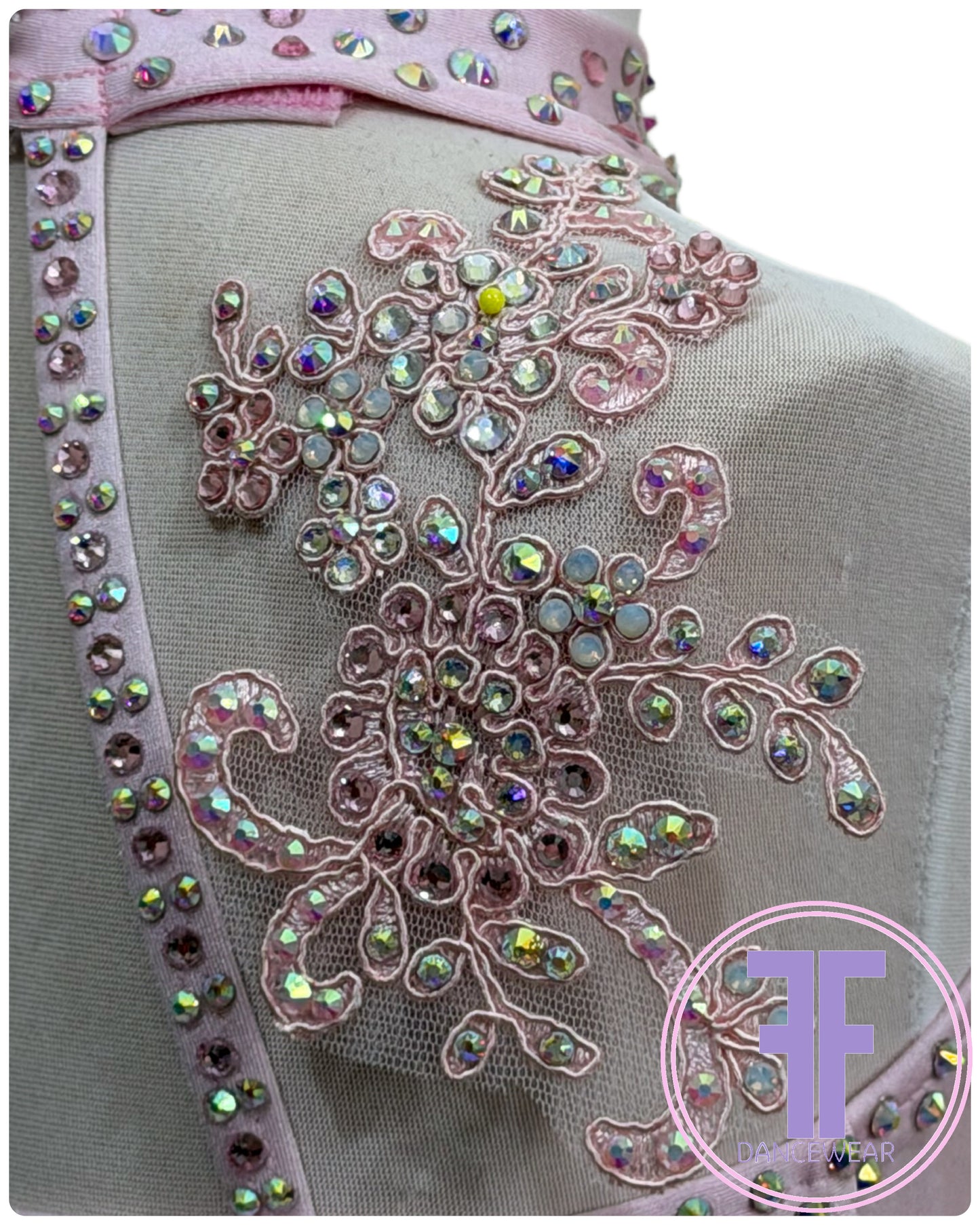 BESPOKE Sugar Pink Stoned Lyrical / Contemporary Dance Costume (5/6yrs)