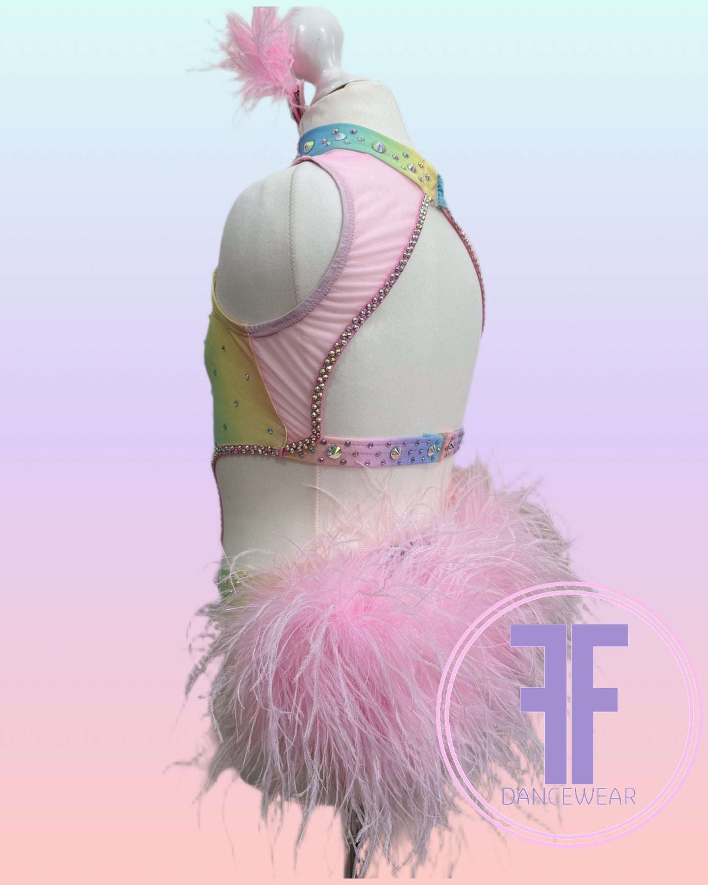 BESPOKE Pastel Rainbow Stoned Modern / Tap Dance Costume (11/12 yrs)