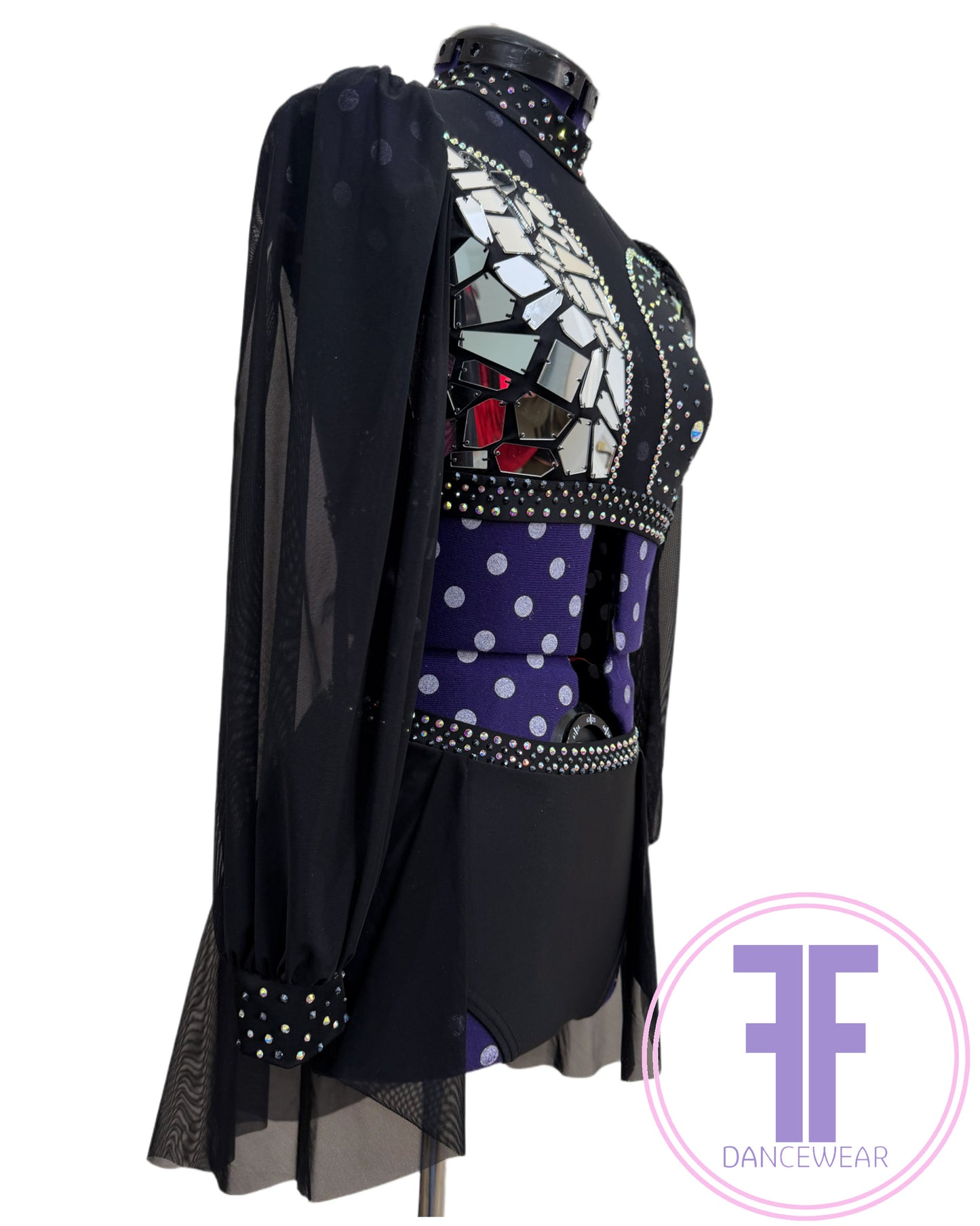 BESPOKE Black Stoned Dance Costume Lyrical / Contemporary Dance Costume (Adult Small)