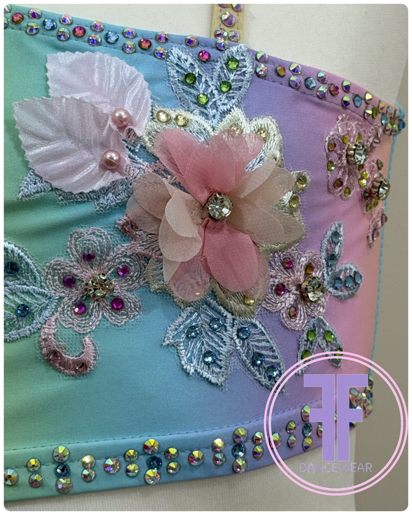 MELODY Pastel Rainbow & Blue Lyrical / Contemporary Dance Costume (11/12 yrs)