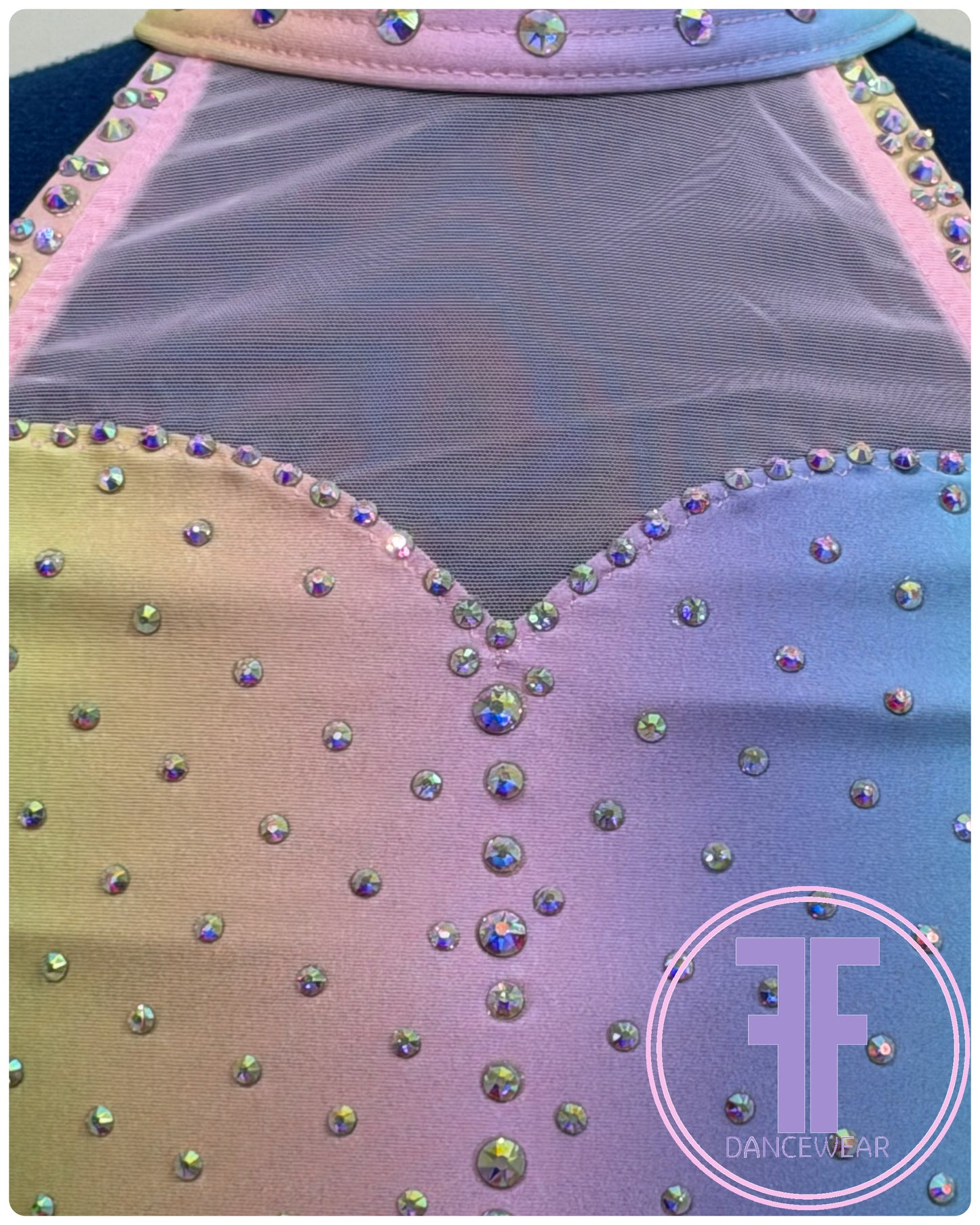 ELENA Pastel Rainbow & Pink Stoned Lyrical / Contemporary Dance Costume (7/8 yrs)