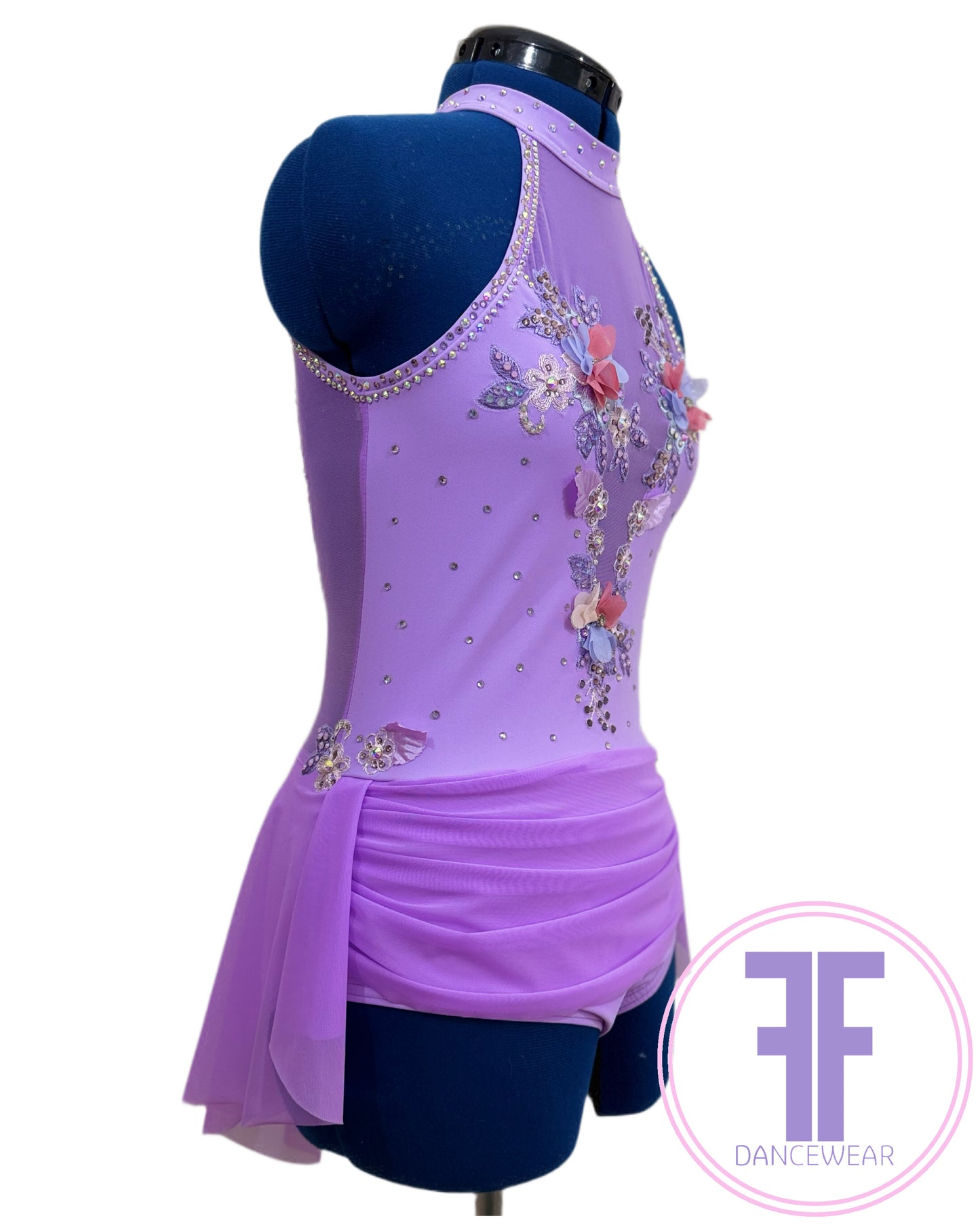 Bespoke Violet Purple Stoned Lyrical / Contemporary Dance Costume (AS)