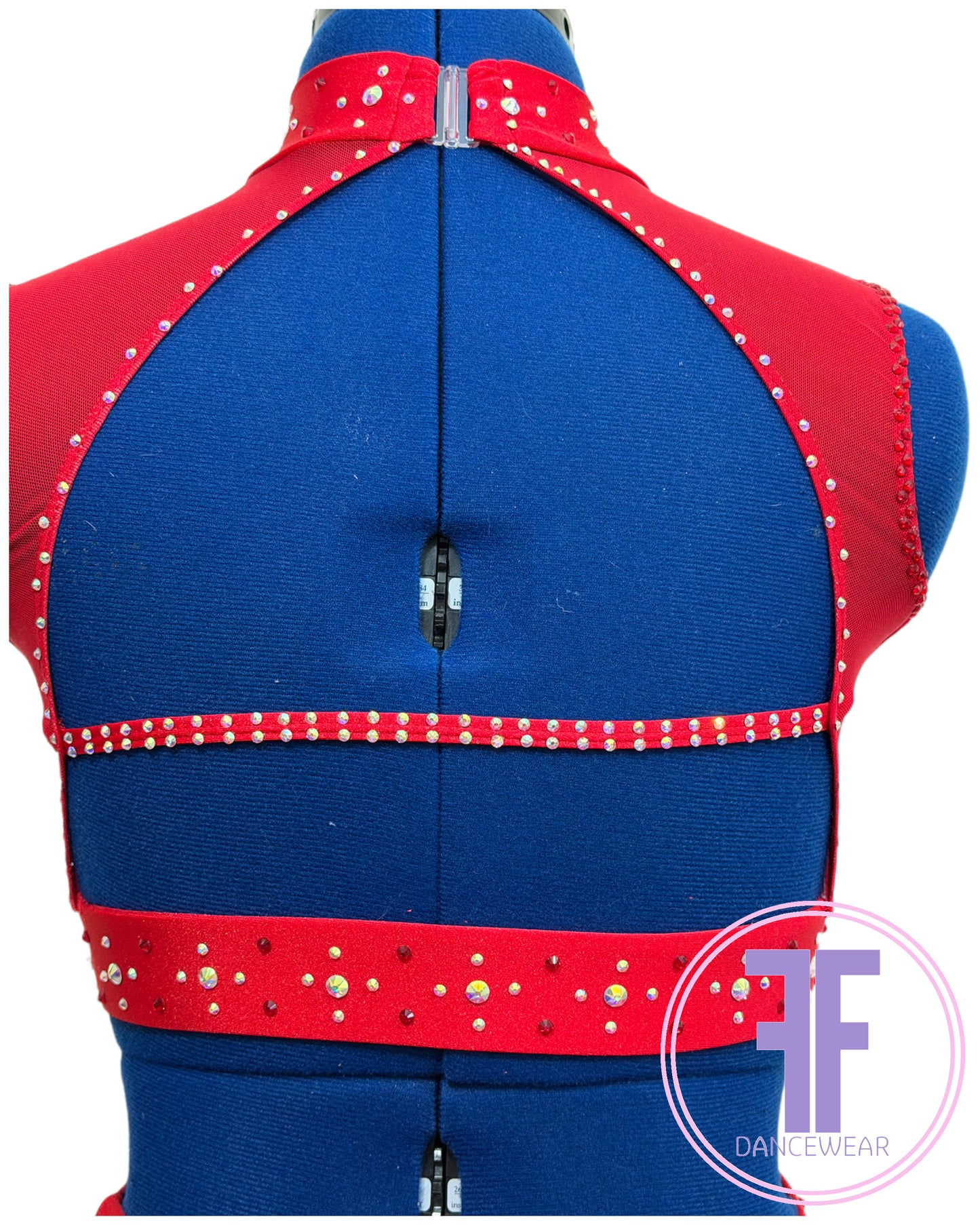 BESPOKE Red Stoned Modern / Tap / Acro Dance Costume (AS)