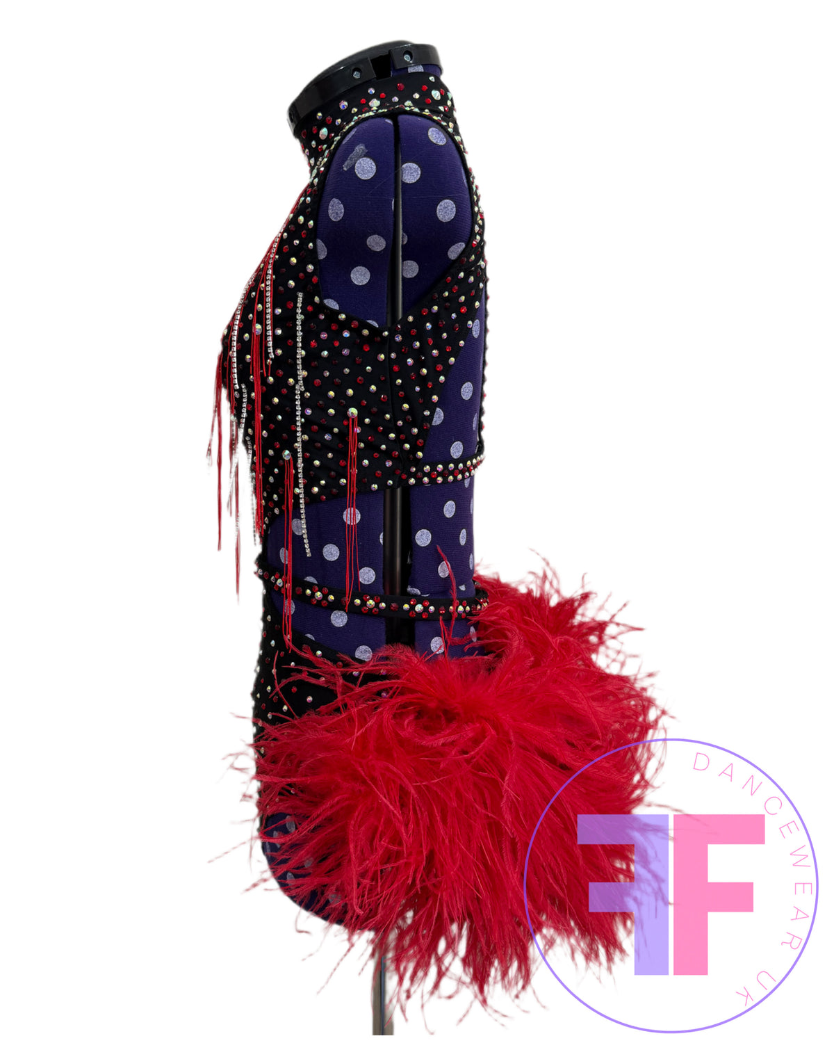 BESPOKE Black & Red Stoned Modern / Jazz / Tap Dance Costume (AS)