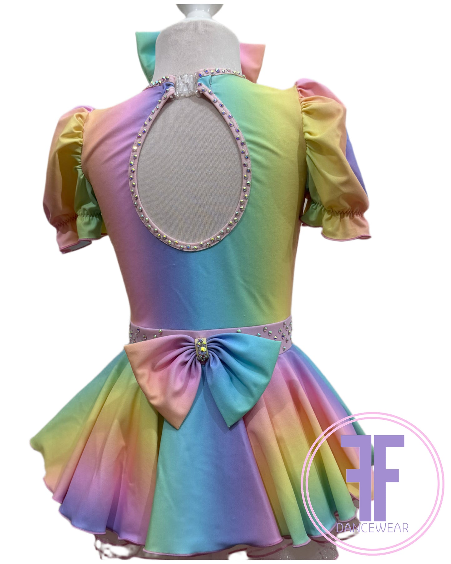 BESPOKE Pastel Rainbow Stoned Modern / Tap Dance Costume (5/6 yrs)