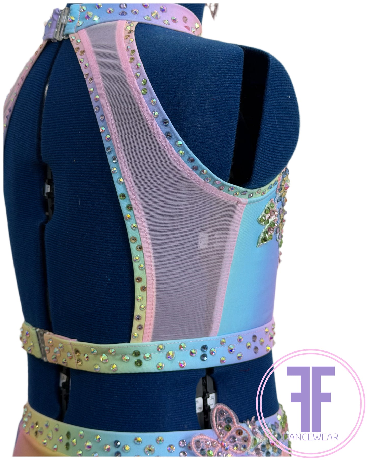 ELENA Pastel Rainbow Stoned Dance Costume Lyrical / Contemporary Dance Costume (7/8 yrs)